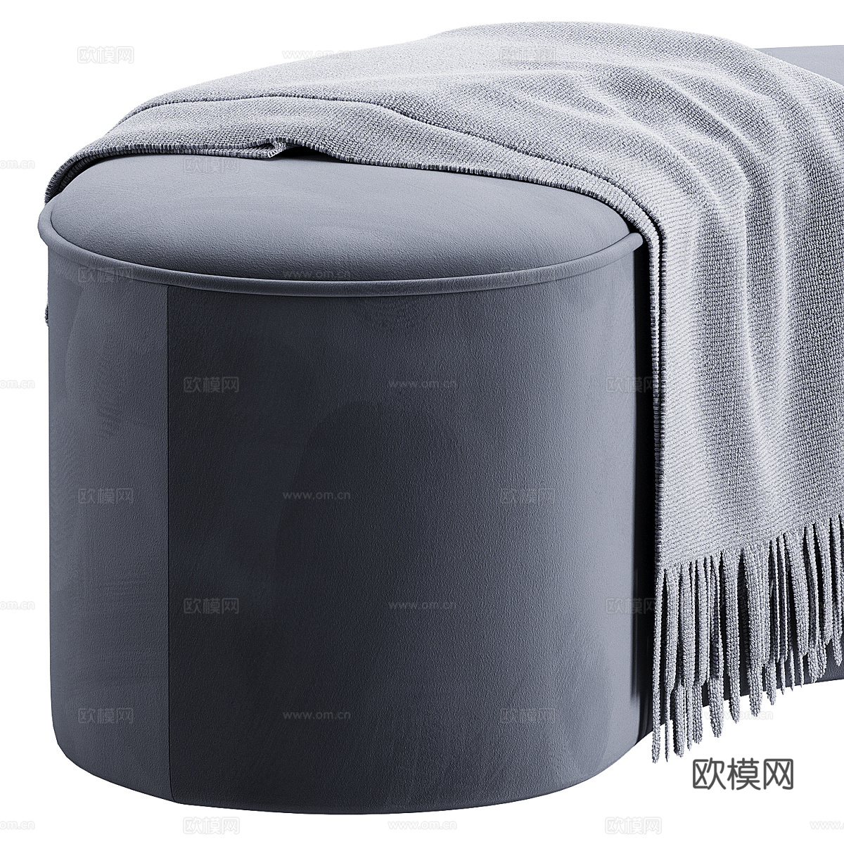 现代意式弧形布艺沙发凳 脚踏3d模型