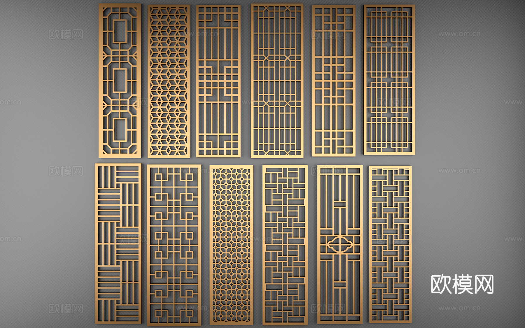 新中式隔断屏风组合 新中式隔断 屏风组合3d模型