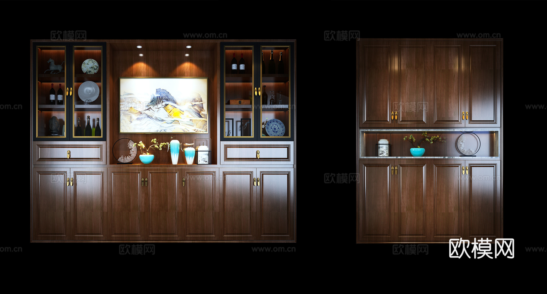 新中式酒柜鞋柜模型组合3d模型