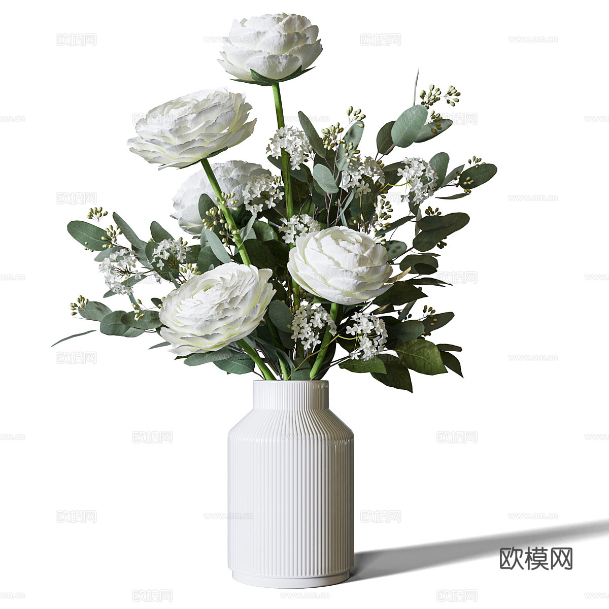 现代意式花瓶花艺3d模型