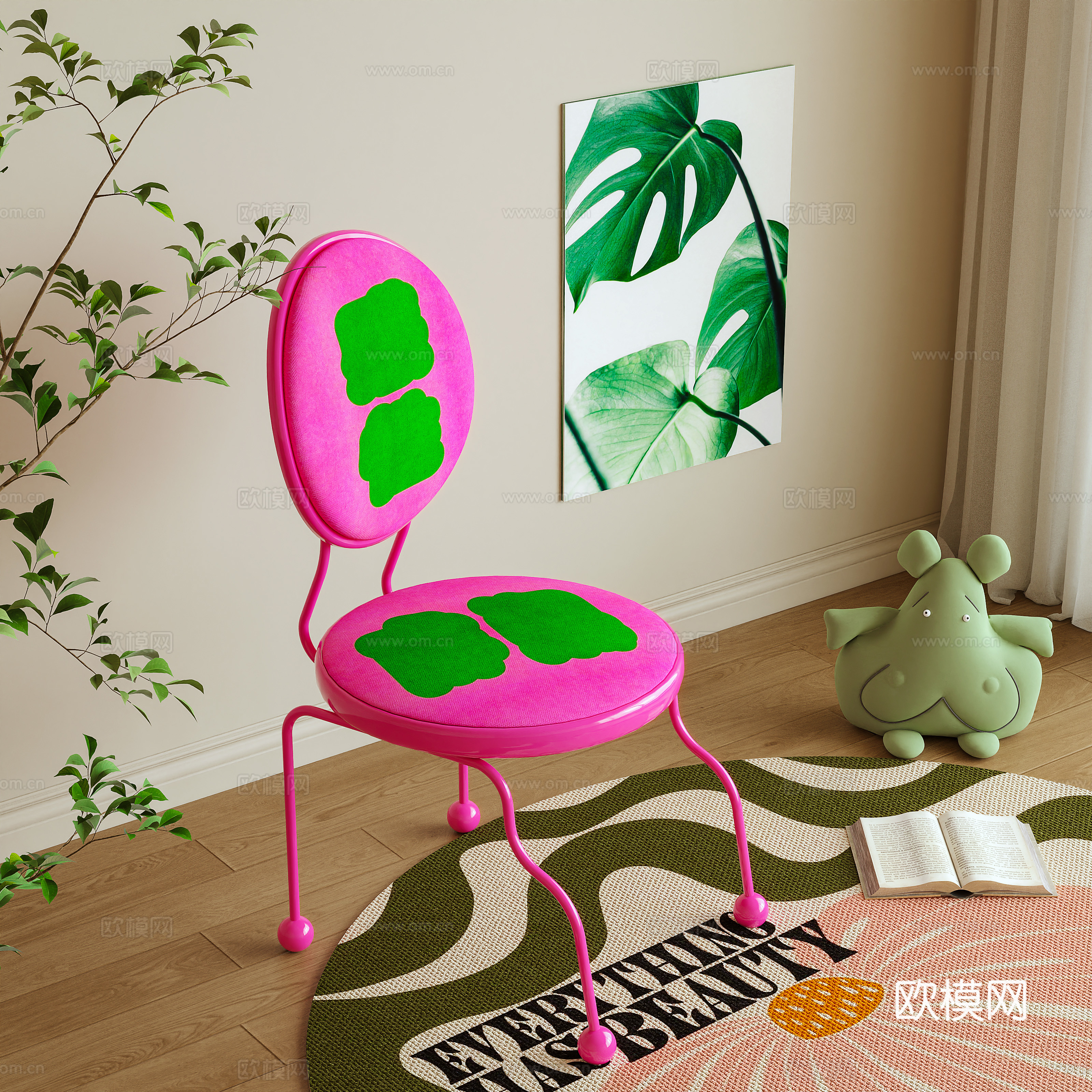 单椅 孟菲斯 多巴胺3d模型