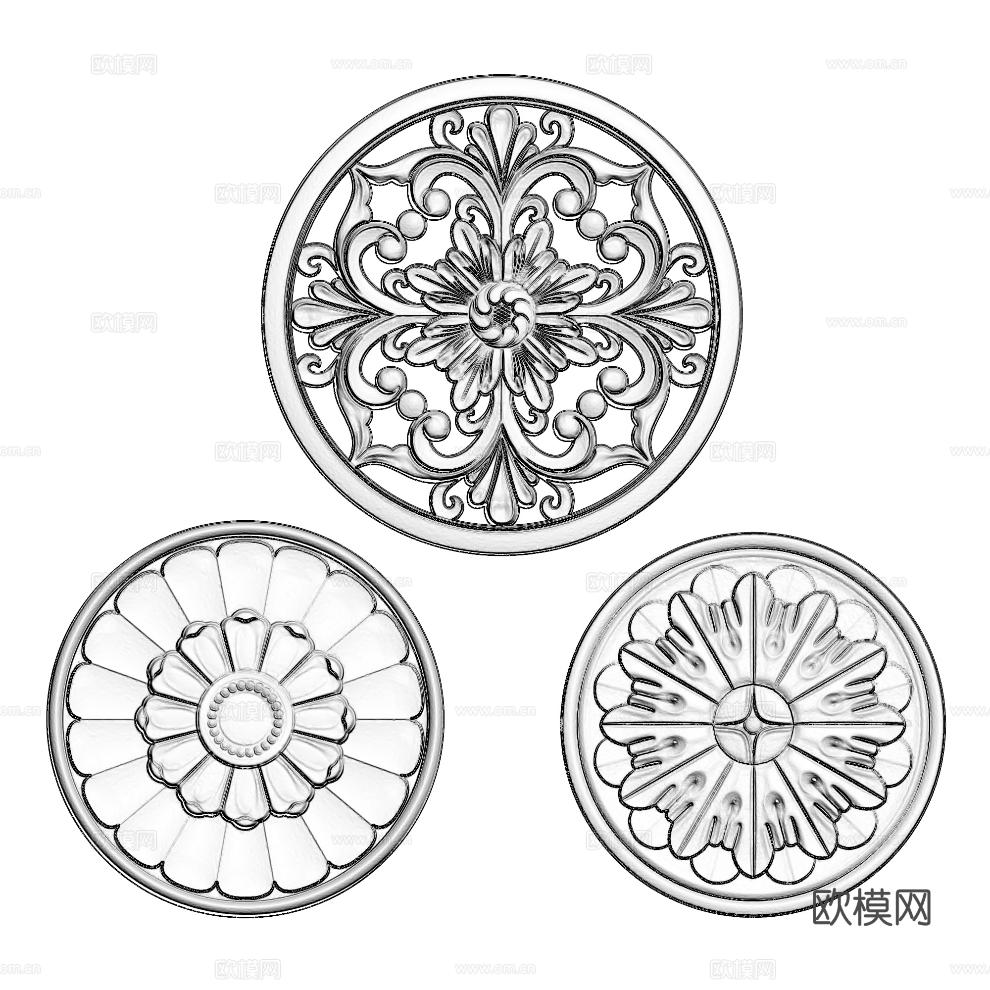 欧式装饰雕花装饰盘3d模型