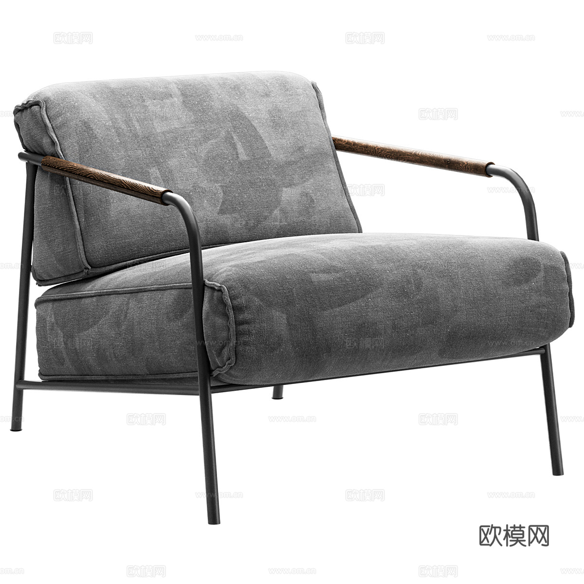 现代意式布艺扶手椅3d模型