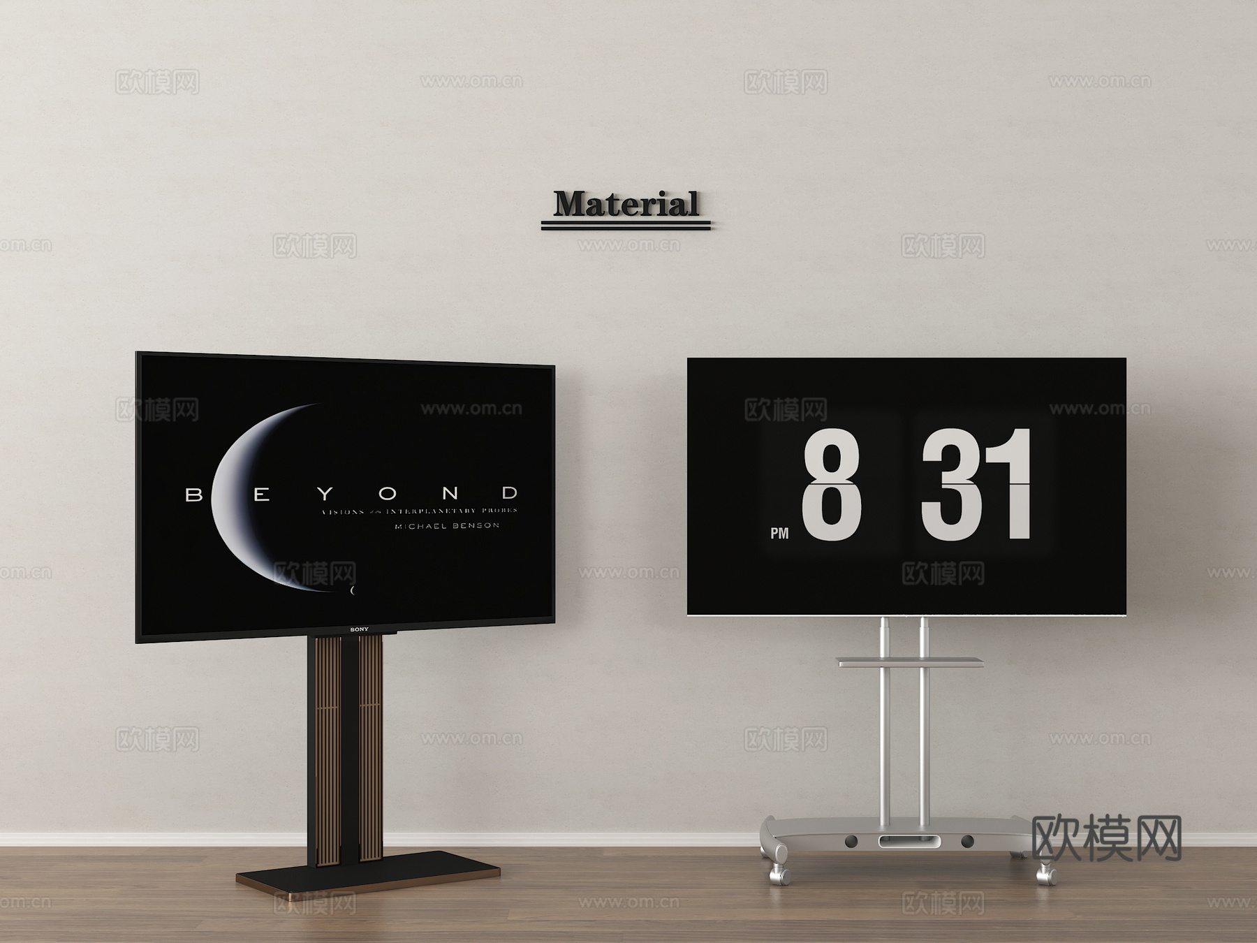 现代液晶电视  智能电视  支架电视3d模型