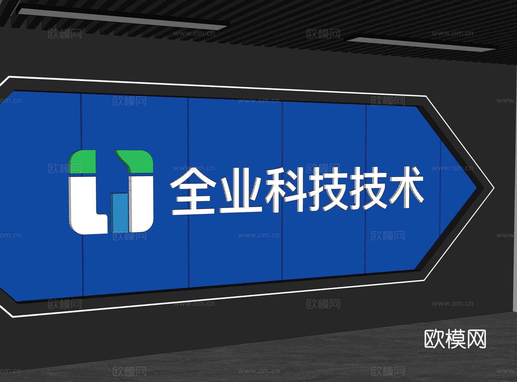 科技背景墙 前台背景墙 科技公司背景 科技形象墙 科技馆背景su模型
