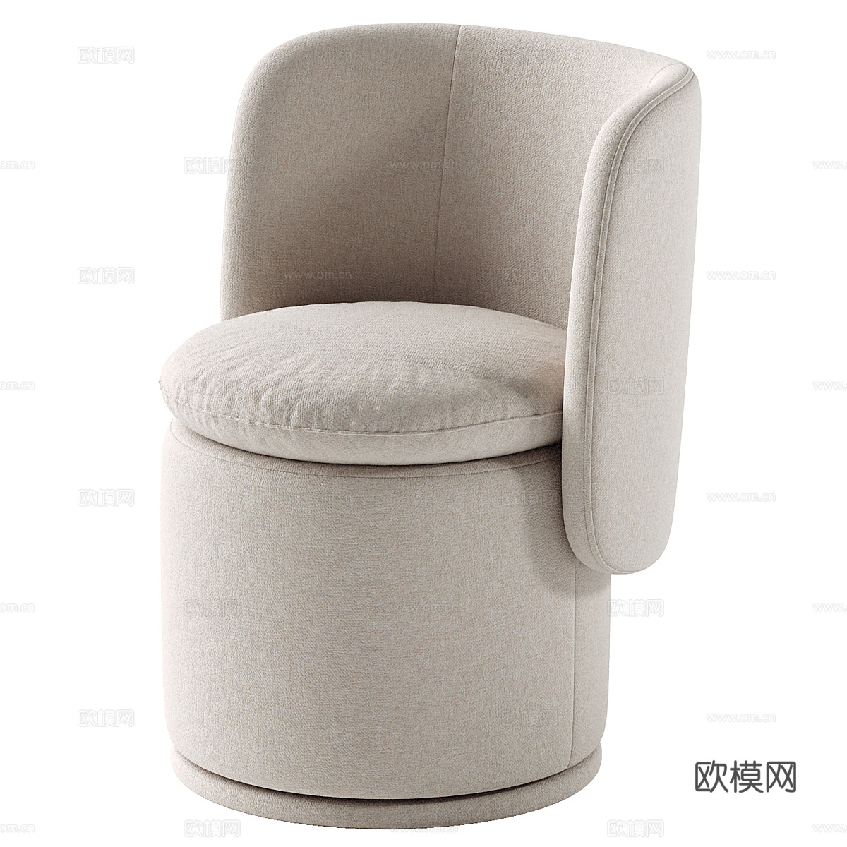 现代奶油风布艺单椅3d模型