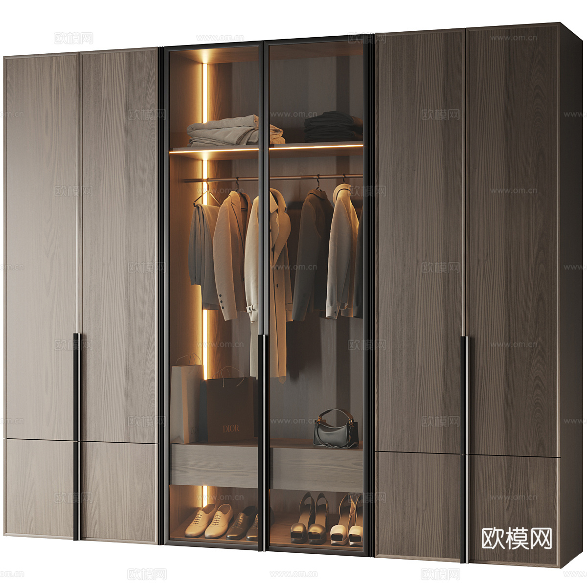 现代意式极简衣柜3d模型
