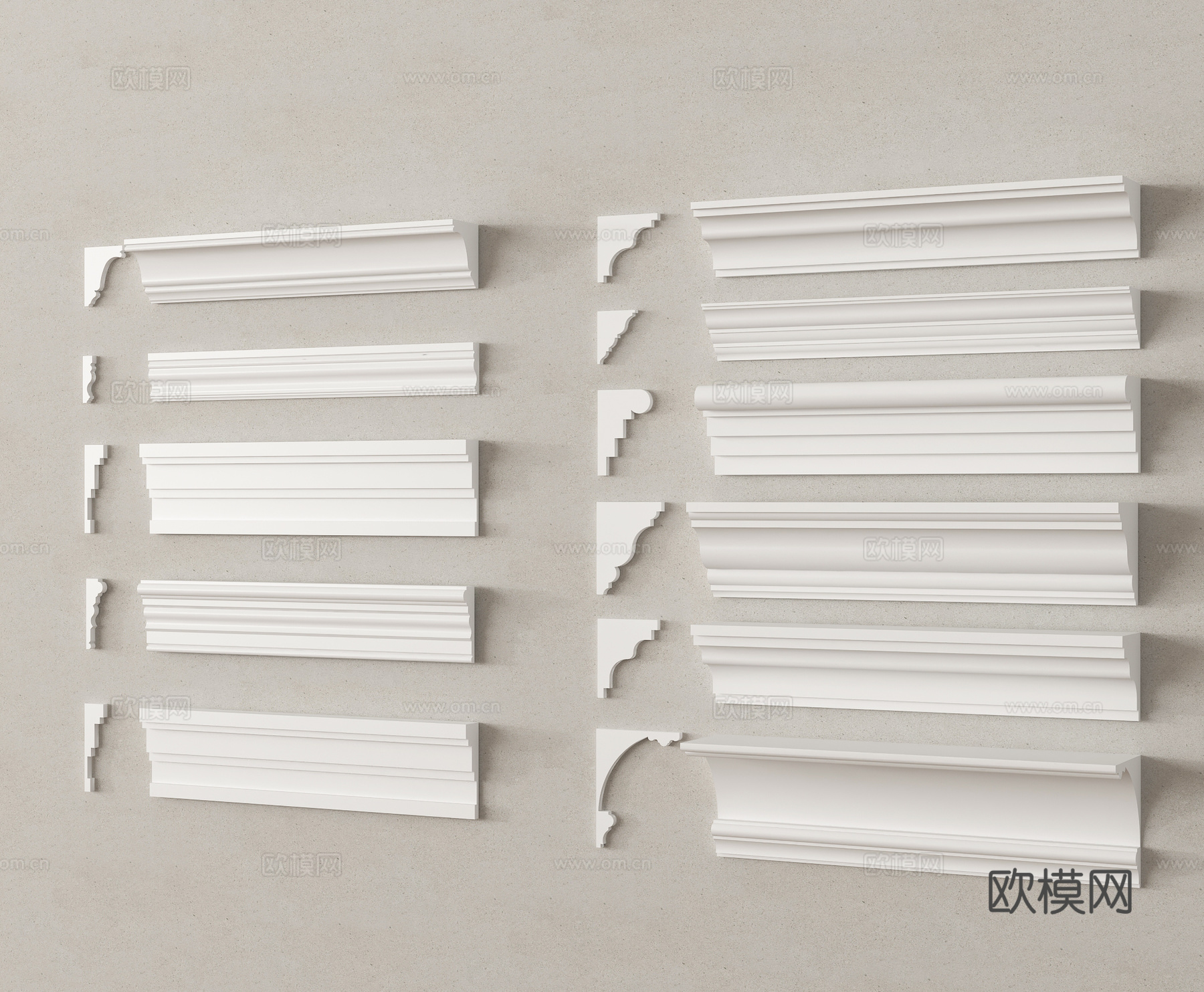 现代石膏线 踢脚线 角线 腰线3d模型
