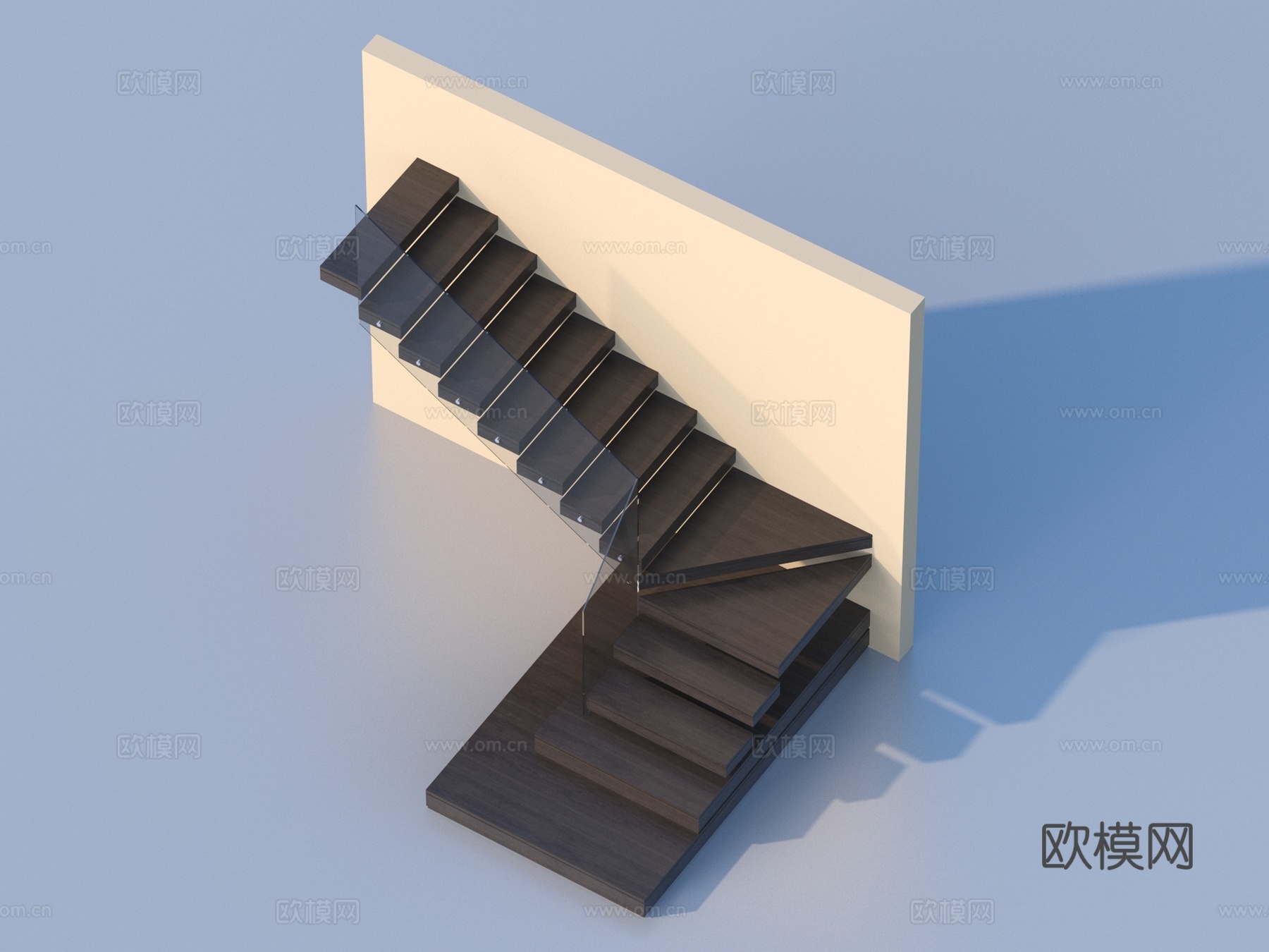 楼梯 玻璃扶手楼梯3d模型