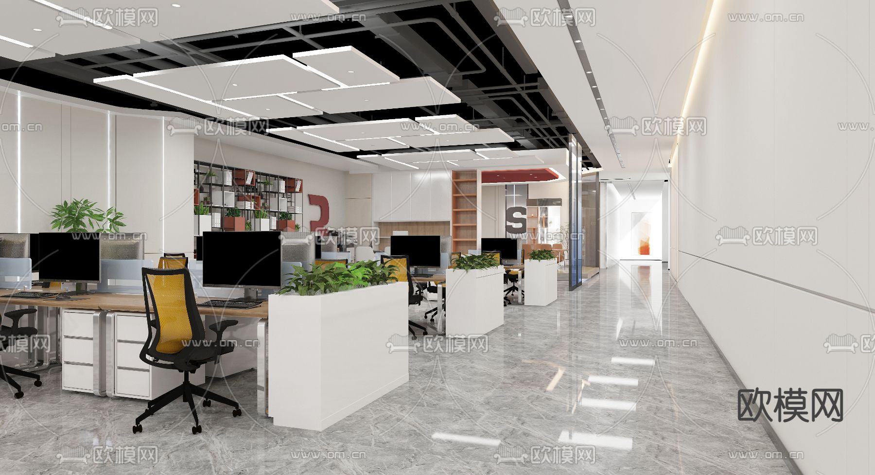 公共办公区 办公室免费3d模型下载