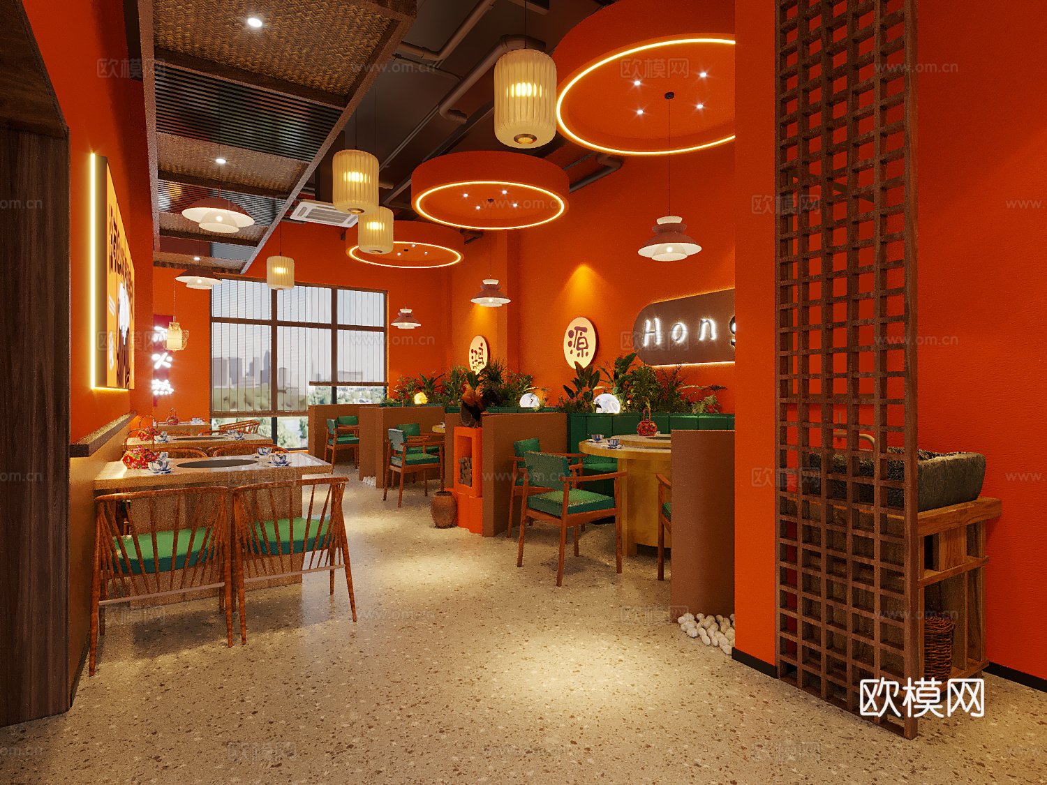 现代轻奢地锅鸡餐饮店3d模型