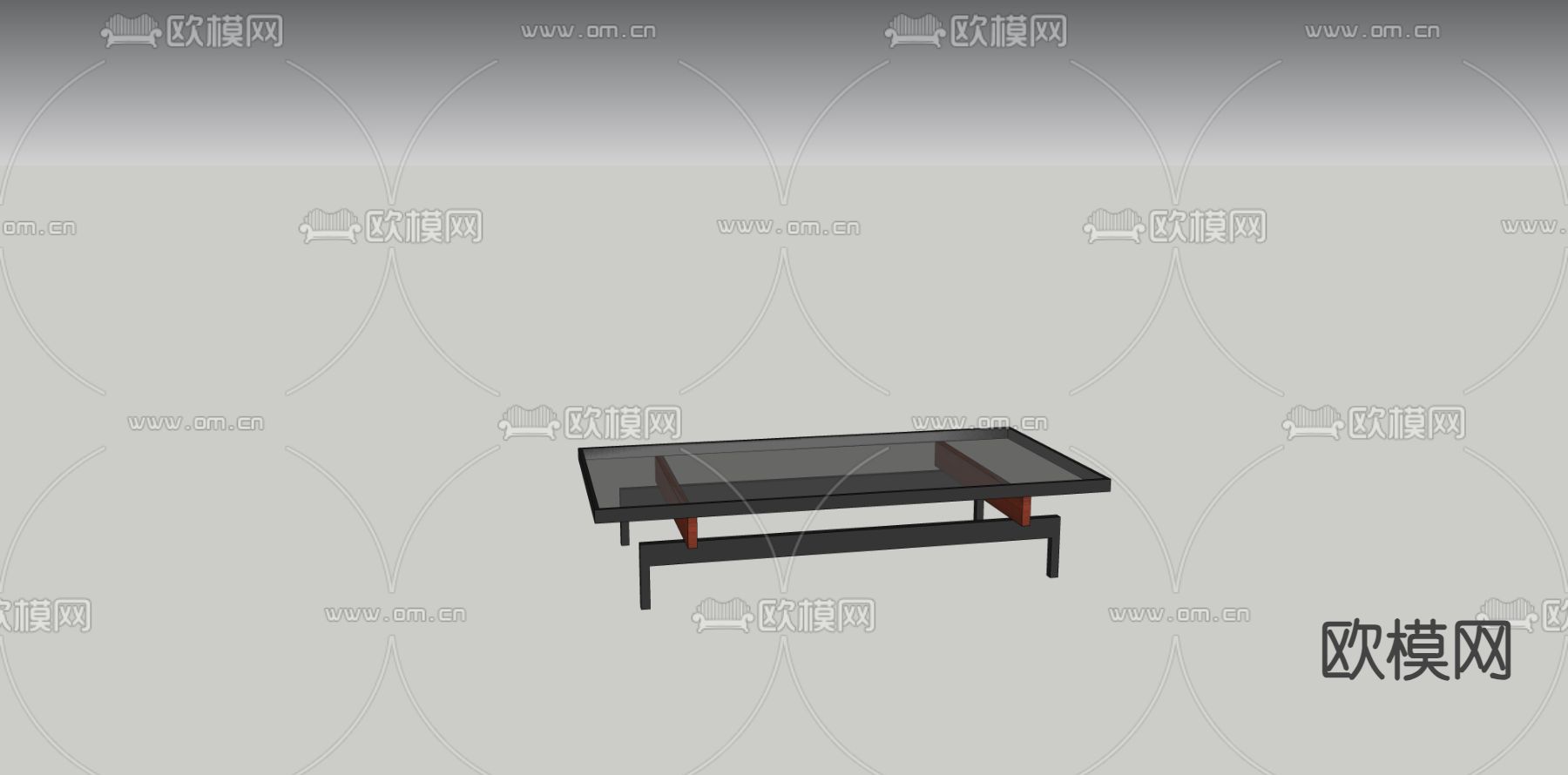 玻璃茶几su模型下载（渲染图2）