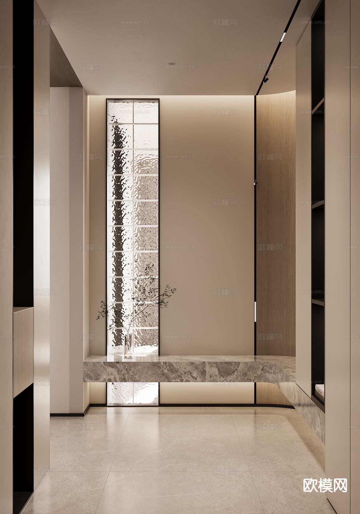 现代入户玄关 门厅3d模型下载（渲染图1）