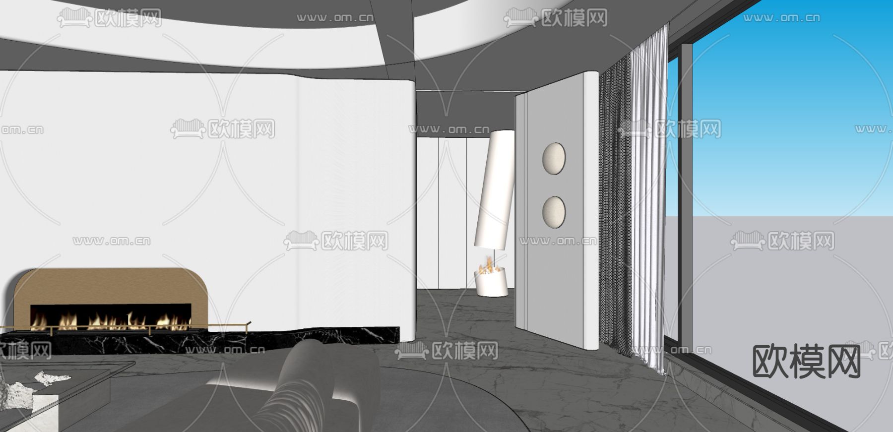 岛屿沙发 转角沙发su模型下载（渲染图2）