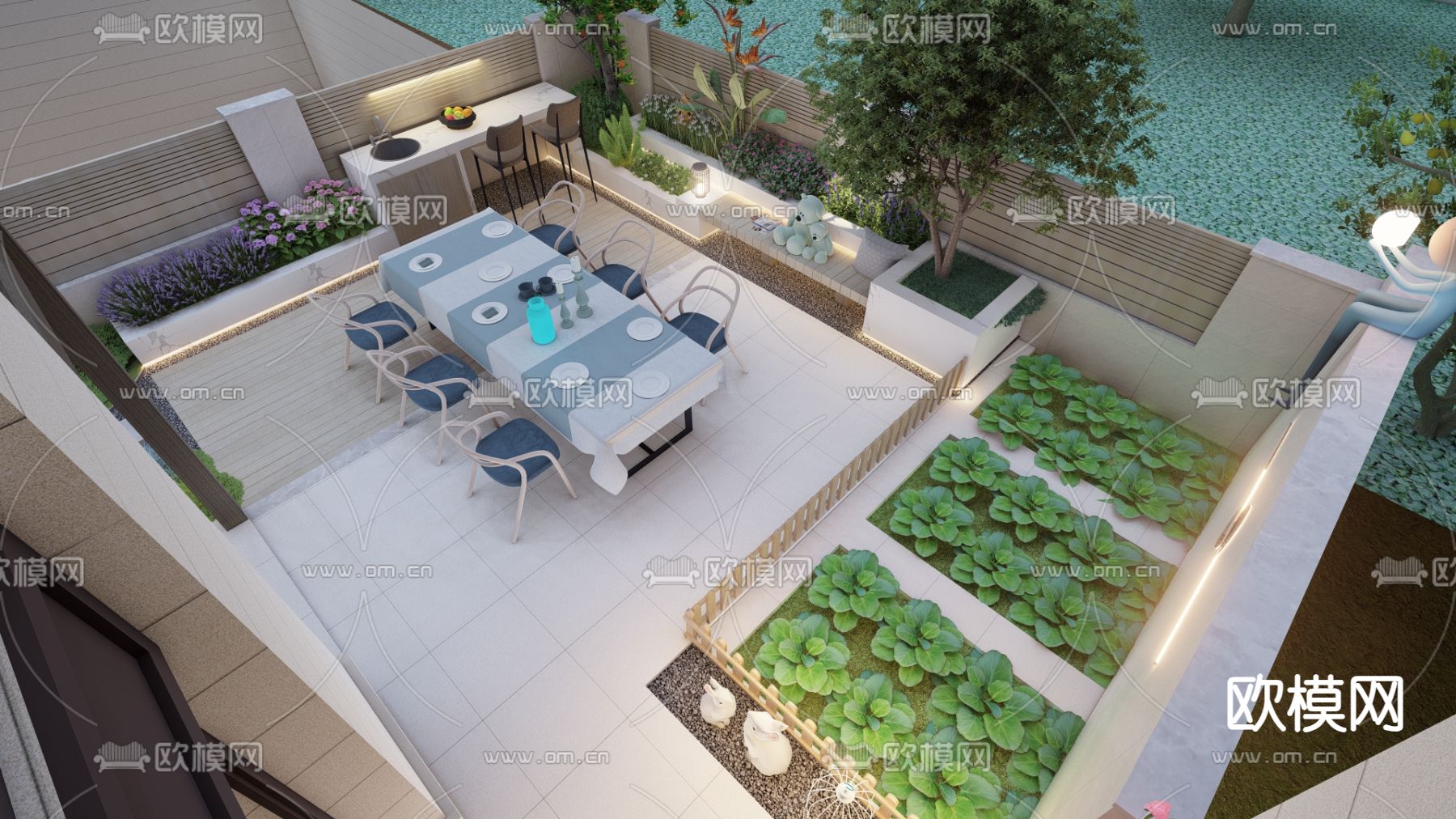 现代花园 庭院景观su模型下载（渲染图3）