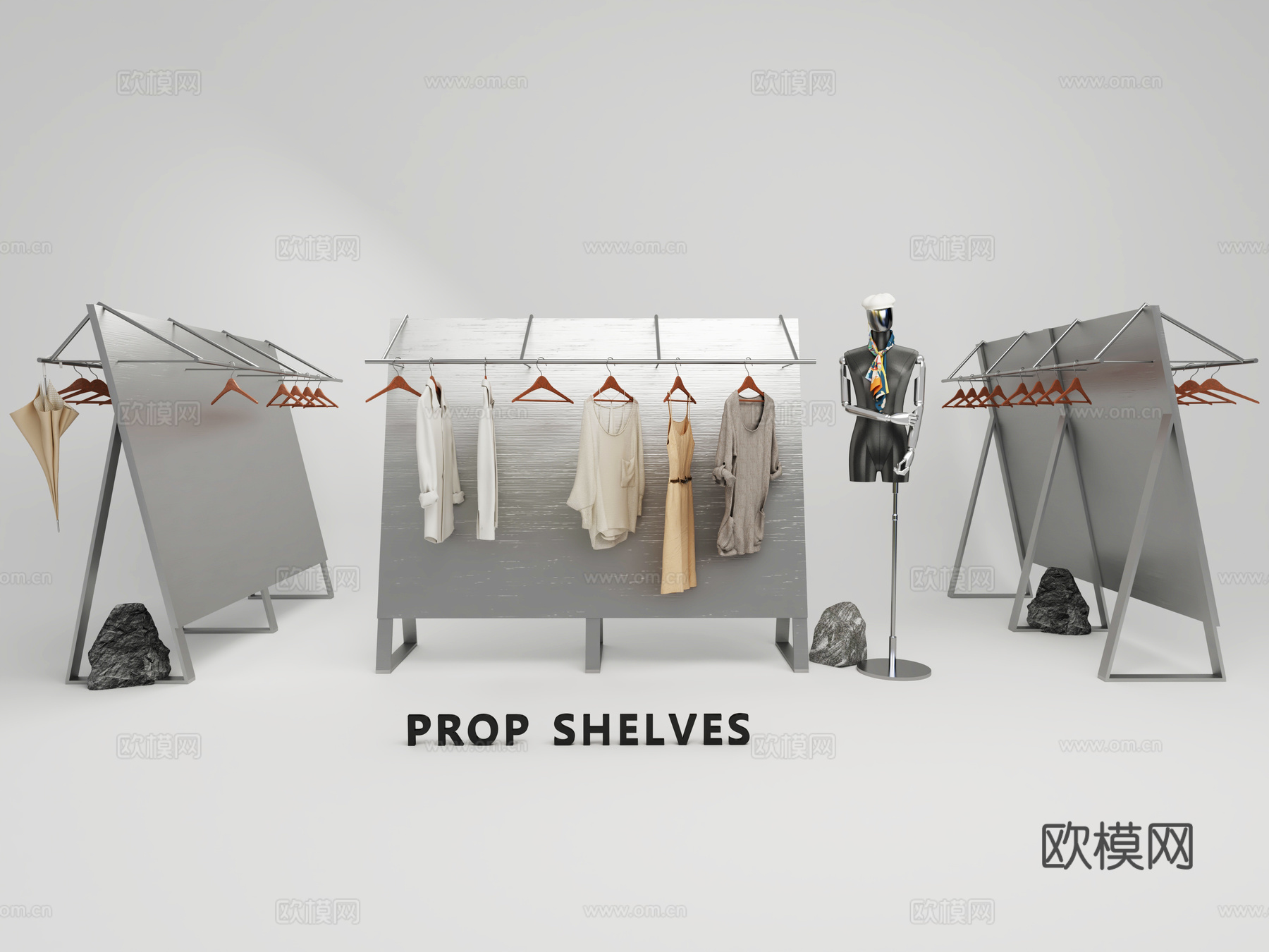 服装店道具货架货柜挂衣架3d模型