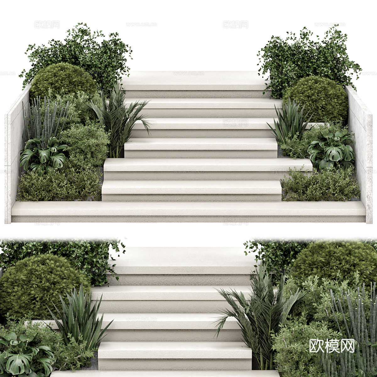 现代意式庭院台阶 景观入口3d模型