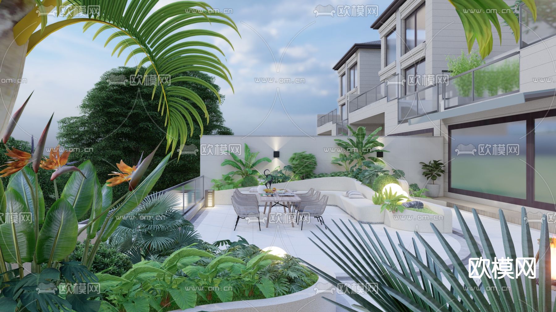 现代花园庭院su模型下载（渲染图4）