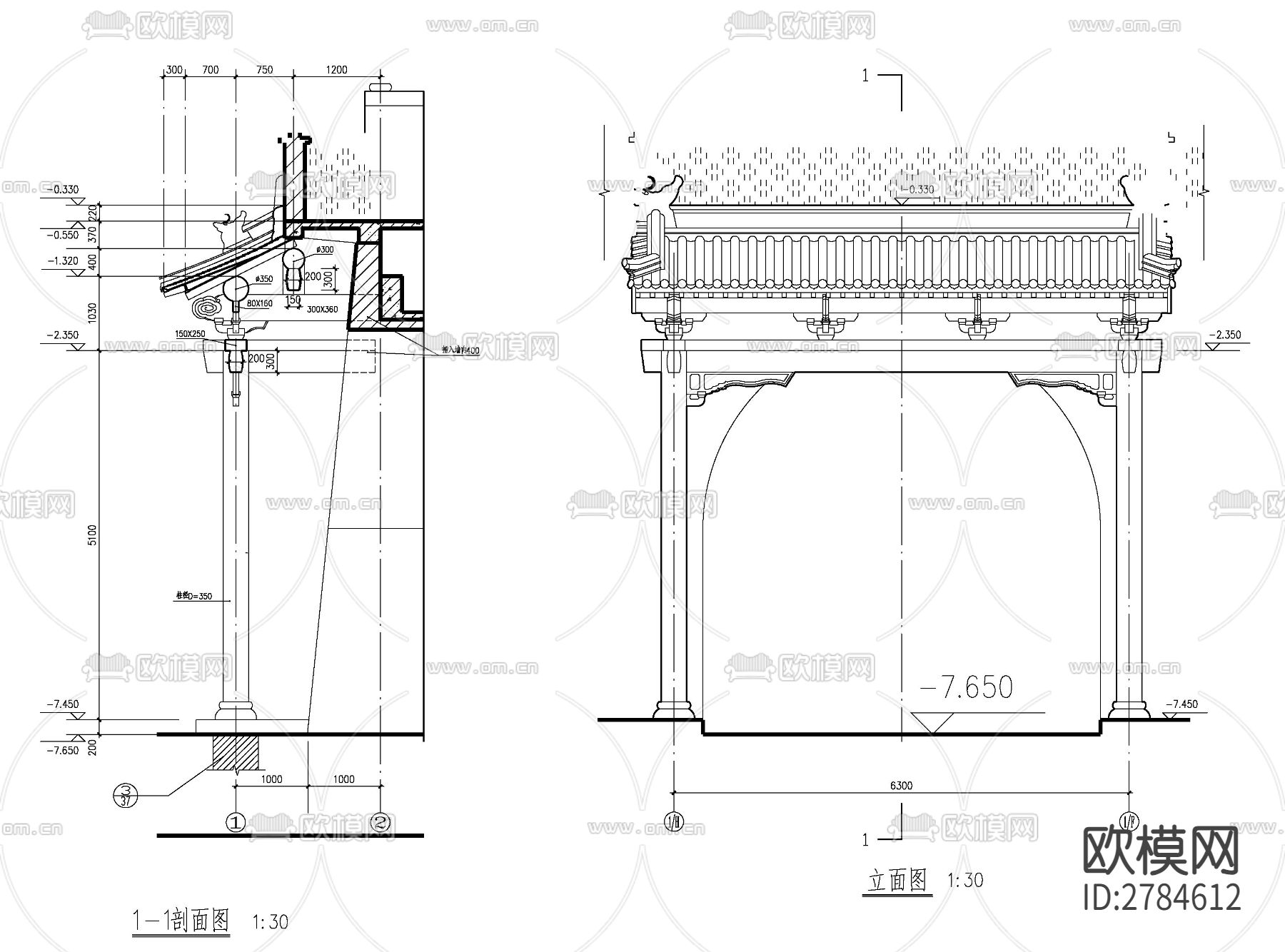 中式古建门节点大样下载（渲染图2）