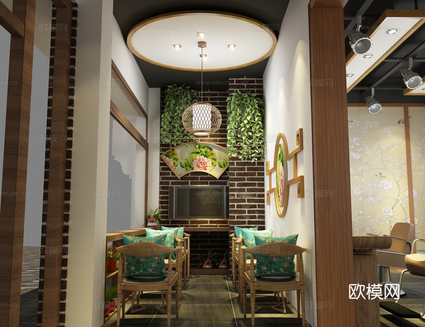 中式门头 铝塑板门头 理发店门头 会所门头新中式门头 简3d模型