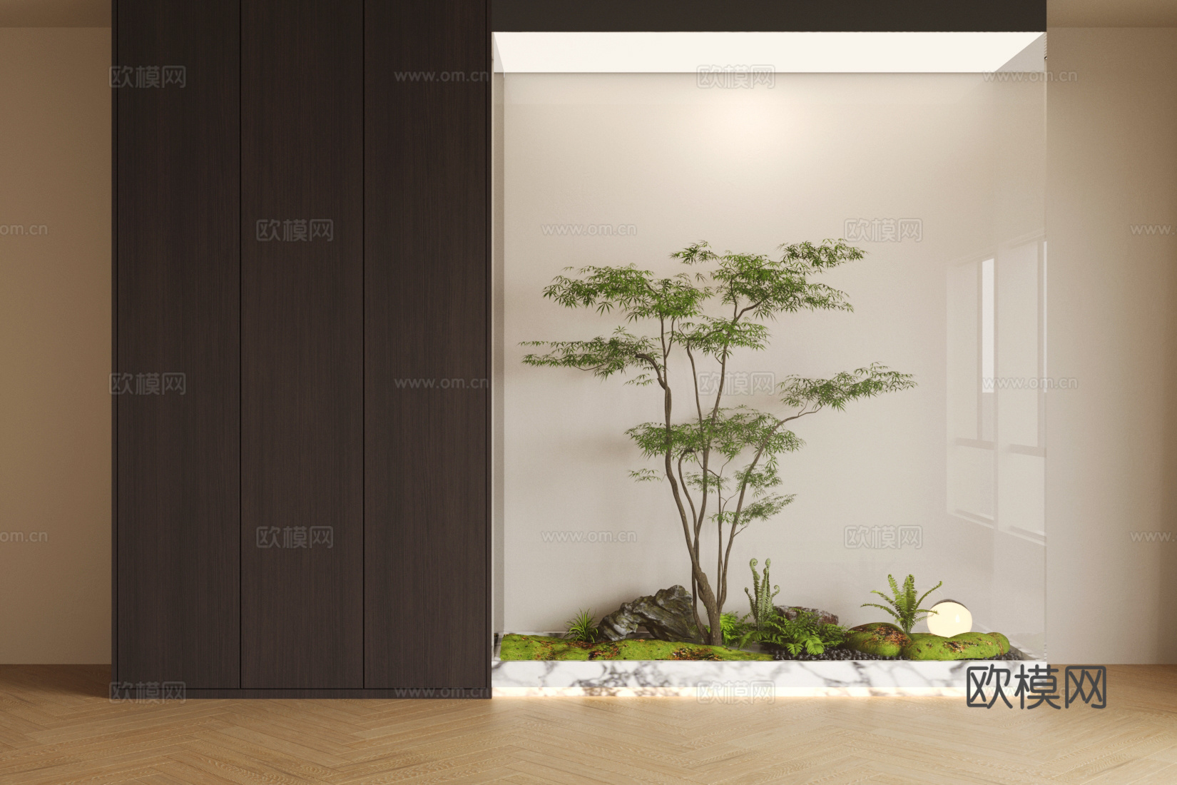 室内景观 景观小品 室内玻璃框造景 植物堆 植物组合 植物堆su模型