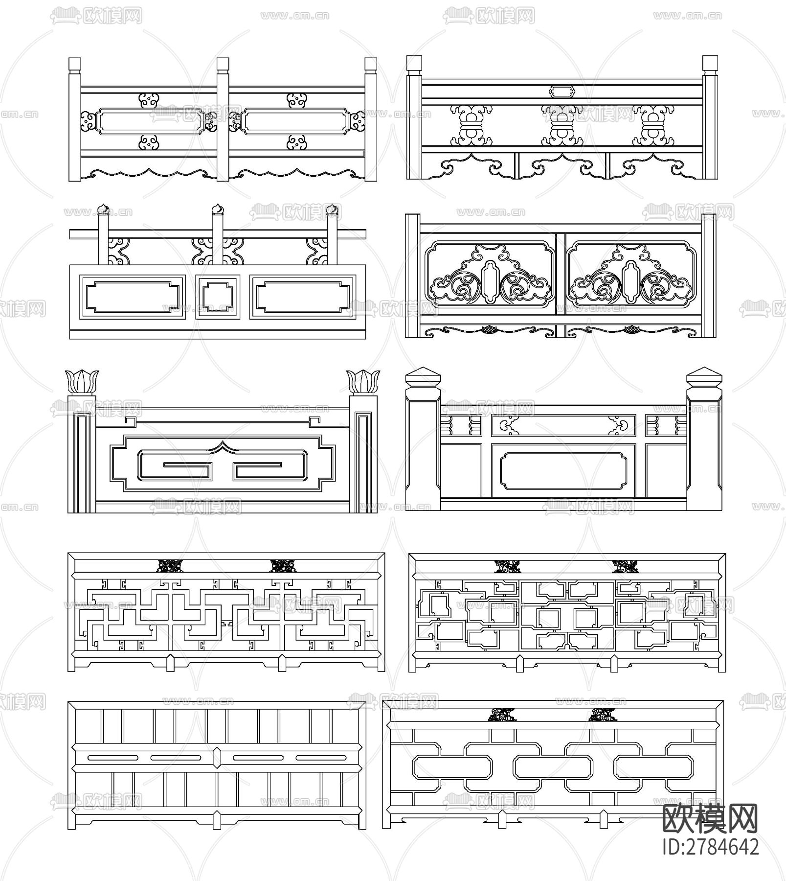 中式栏杆详图节点大样图下载