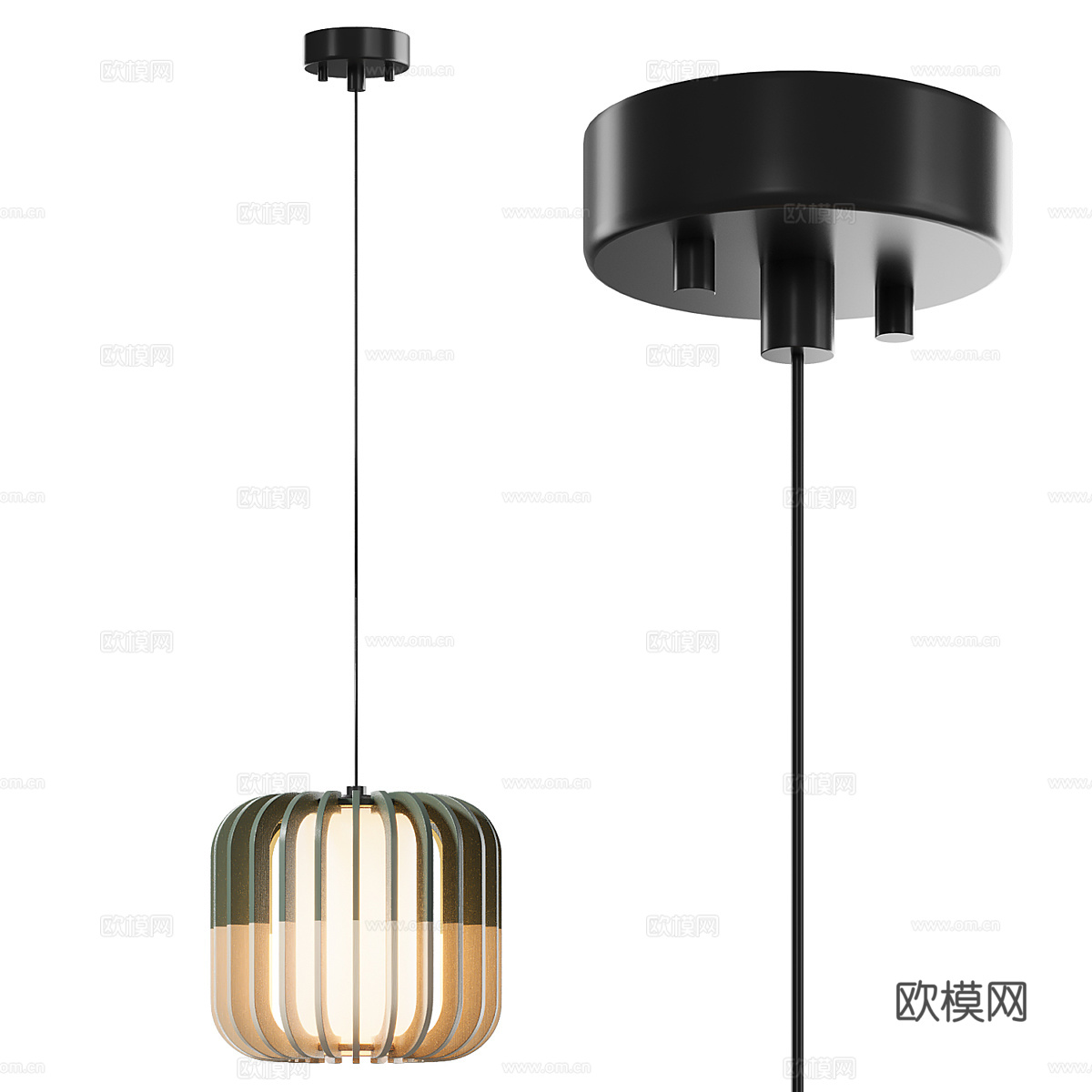 现代北欧奶油风木质装饰吊灯3d模型