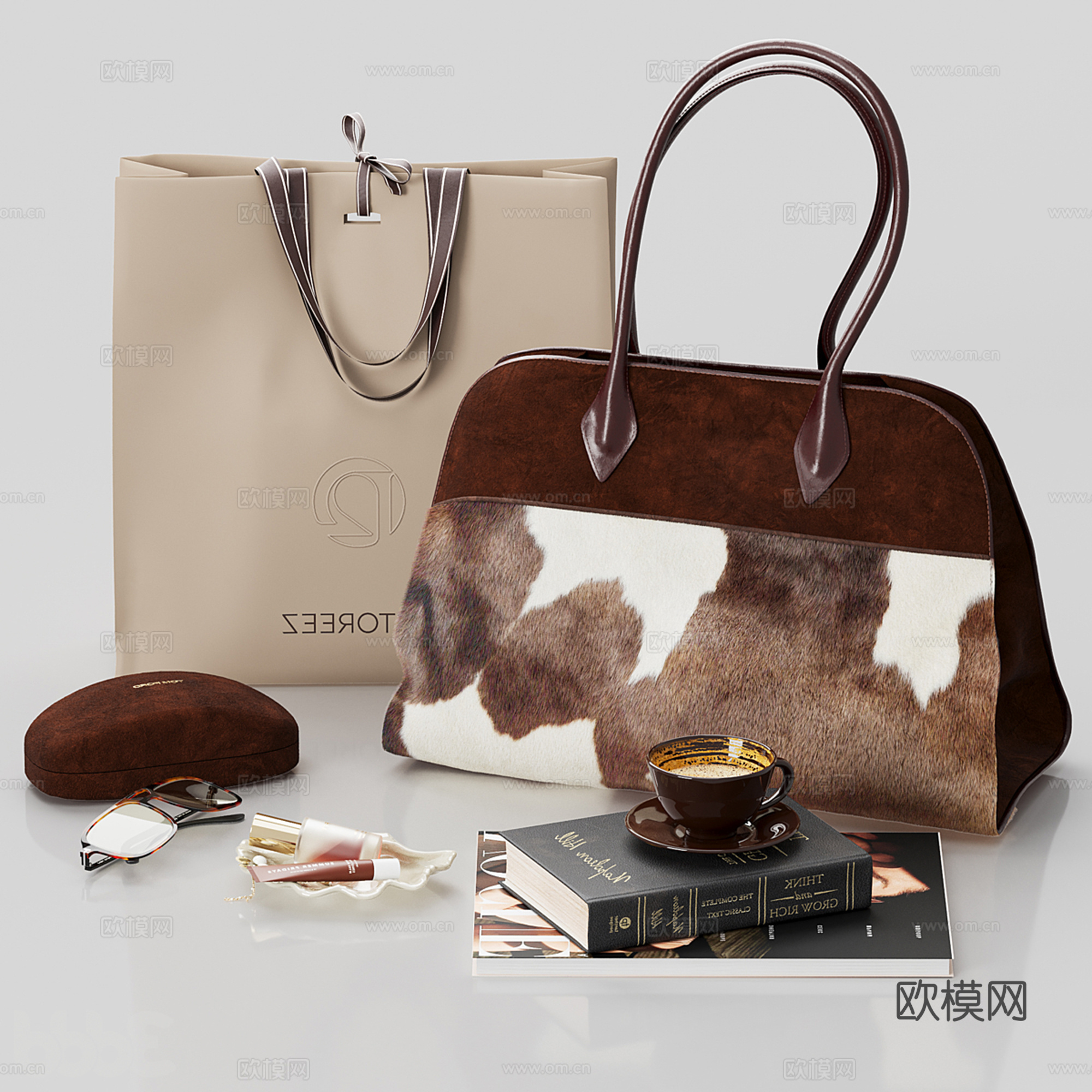 手提包 化妆品su模型