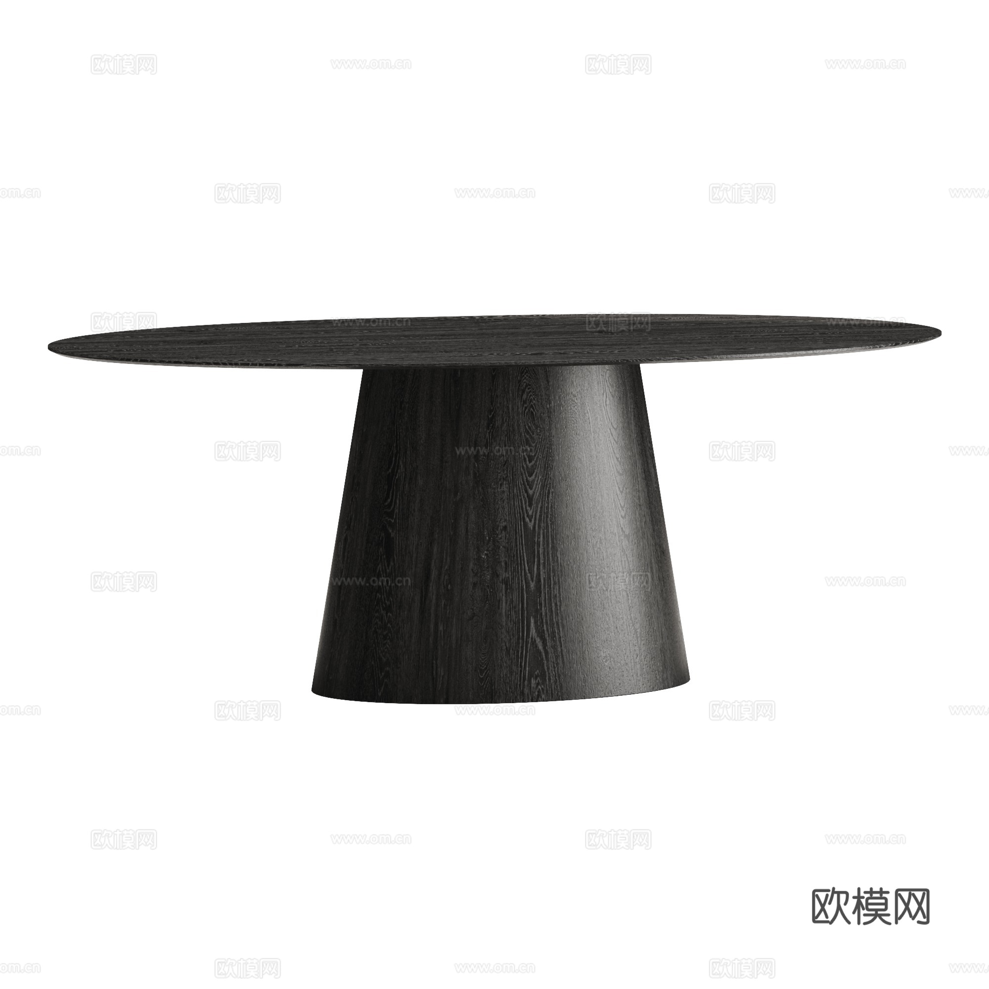 现代意式实木椭圆餐桌3d模型
