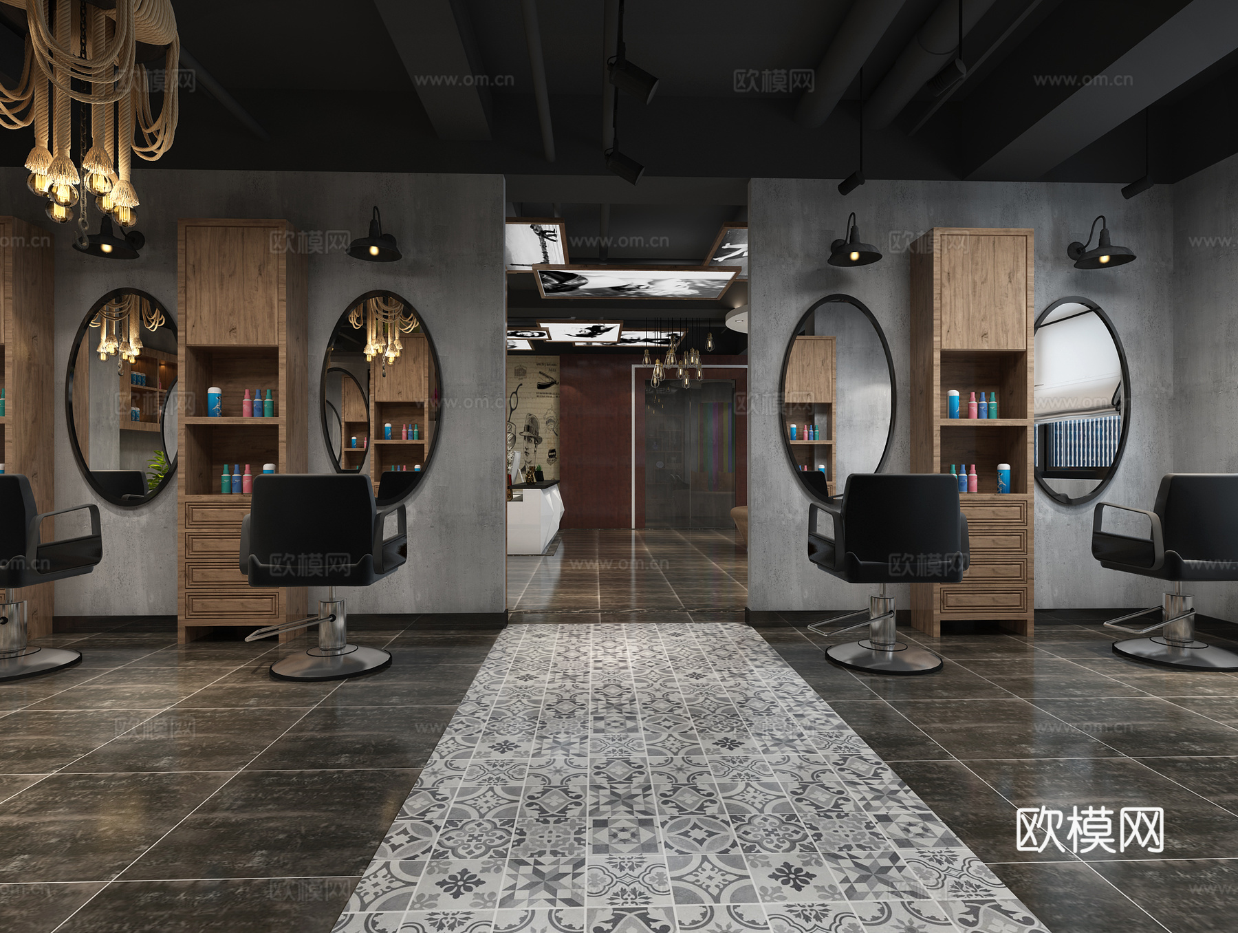 工业风理发店3d模型