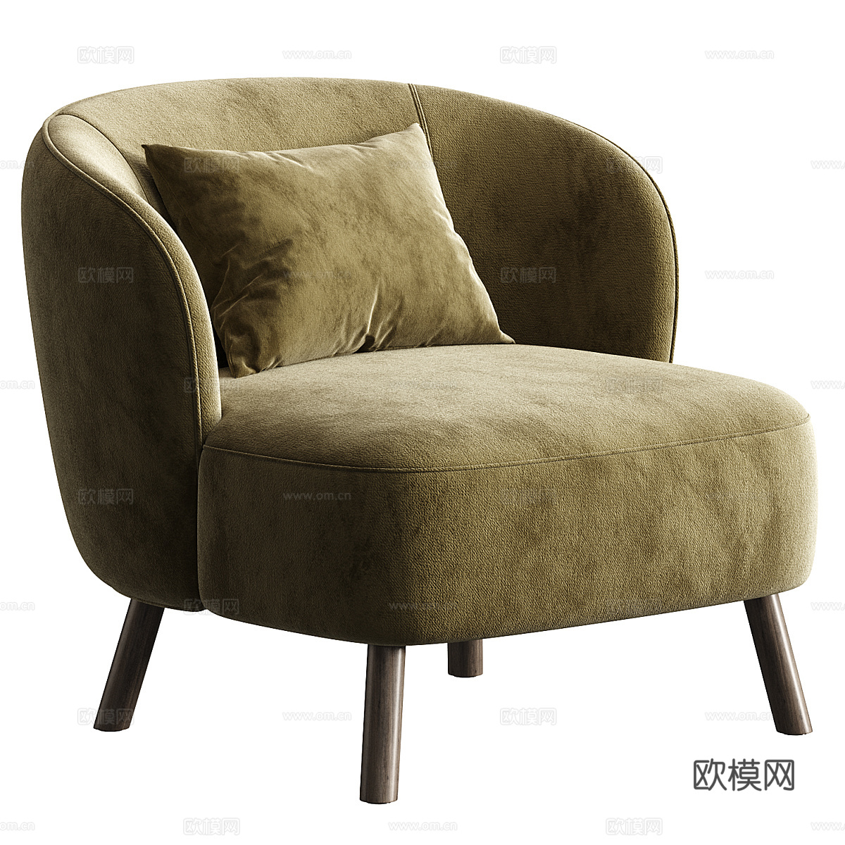 现代意式奶油风 Ulit 布艺扶手椅3d模型