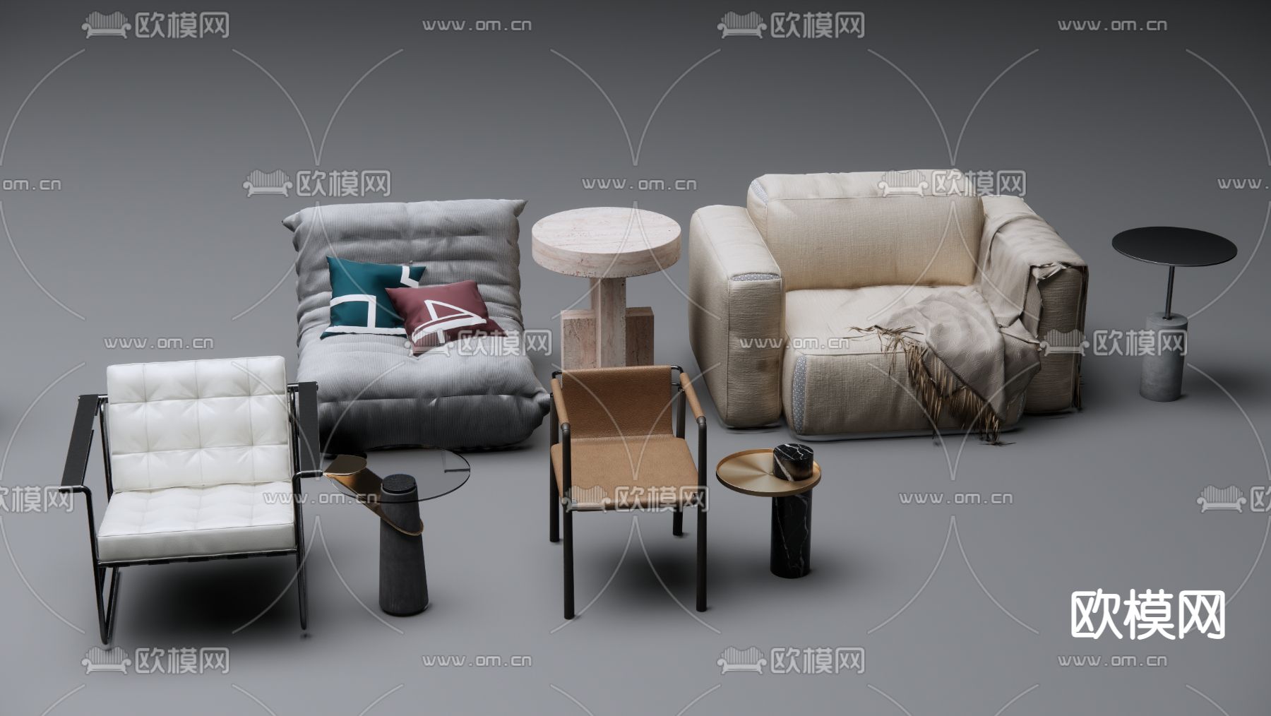 现代单人沙发su模型下载（渲染图2）