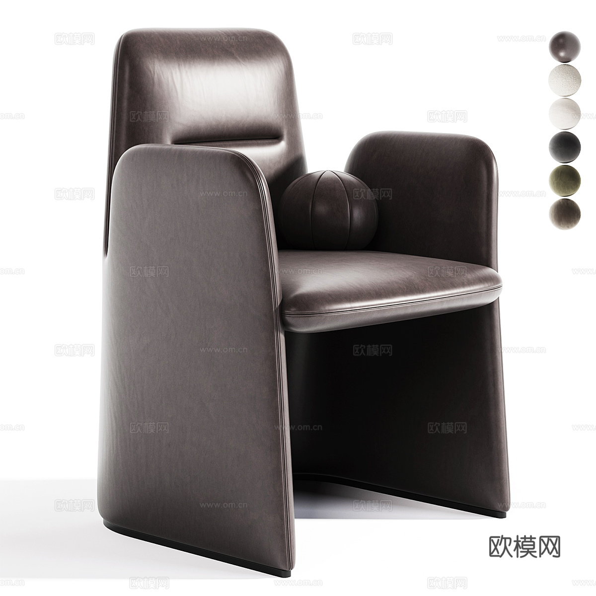 现代意式 GUEST 布艺皮革单椅3d模型