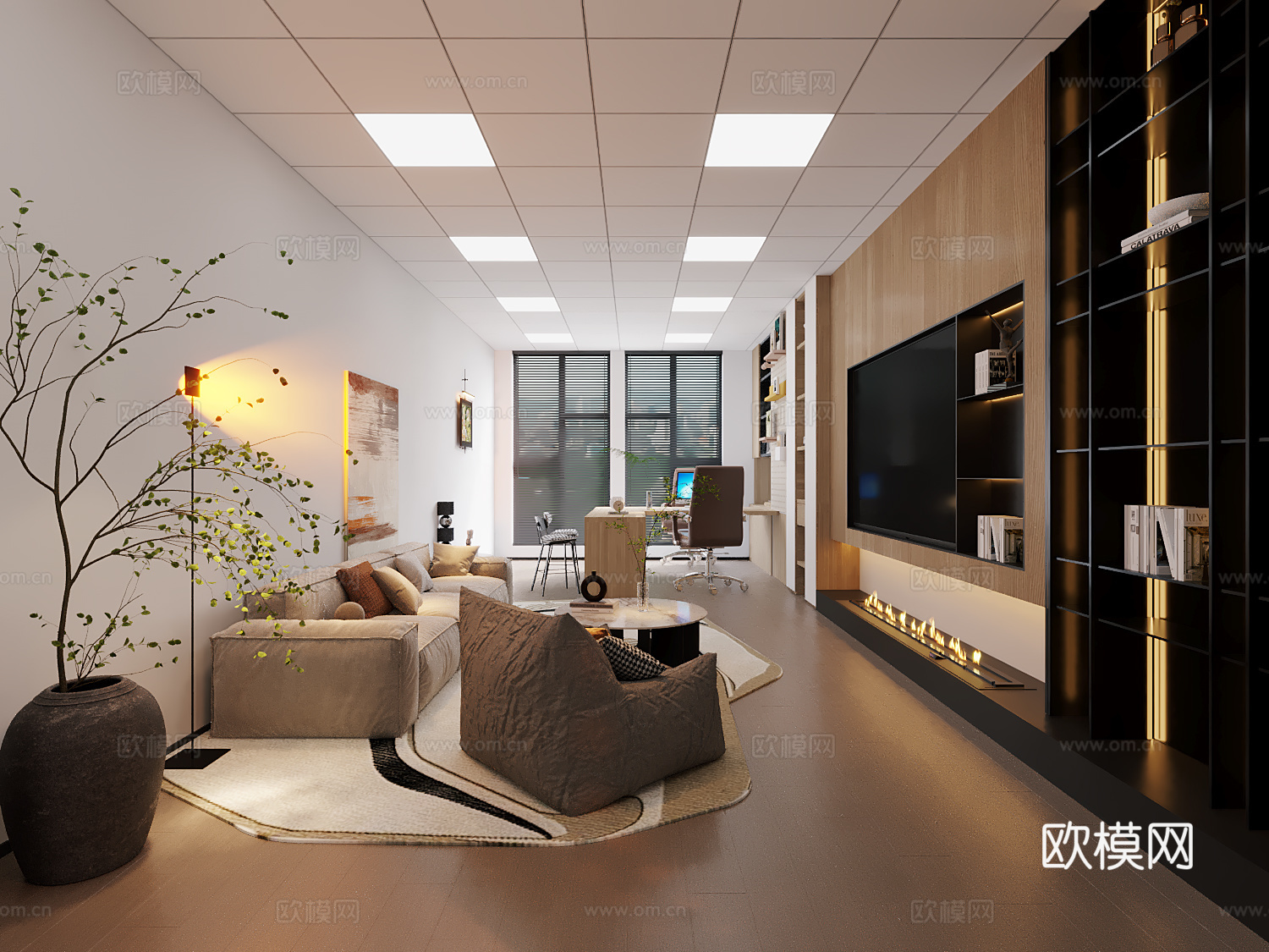 现代总经理办公室3d模型