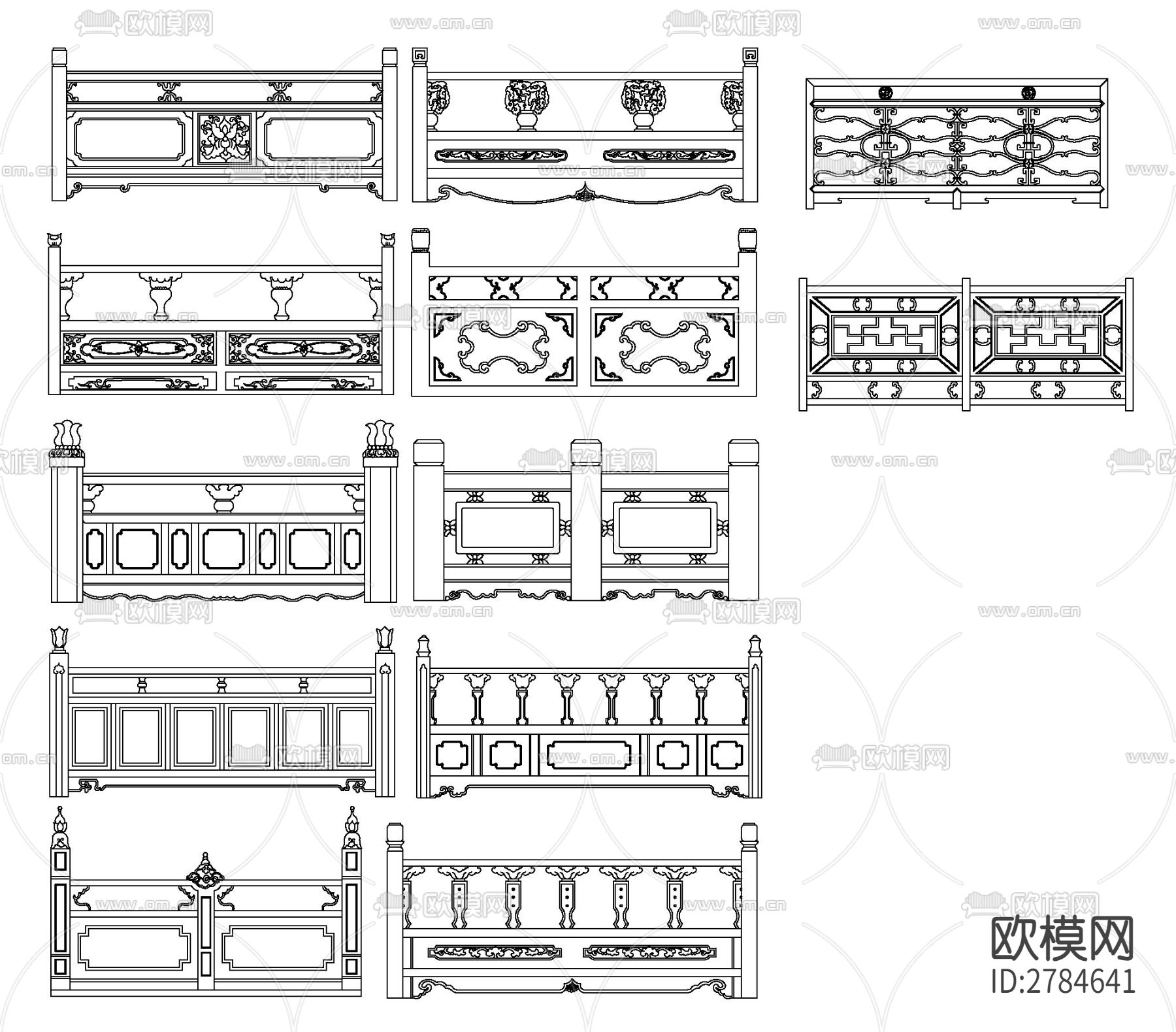 中式栏杆详图节点大样图下载