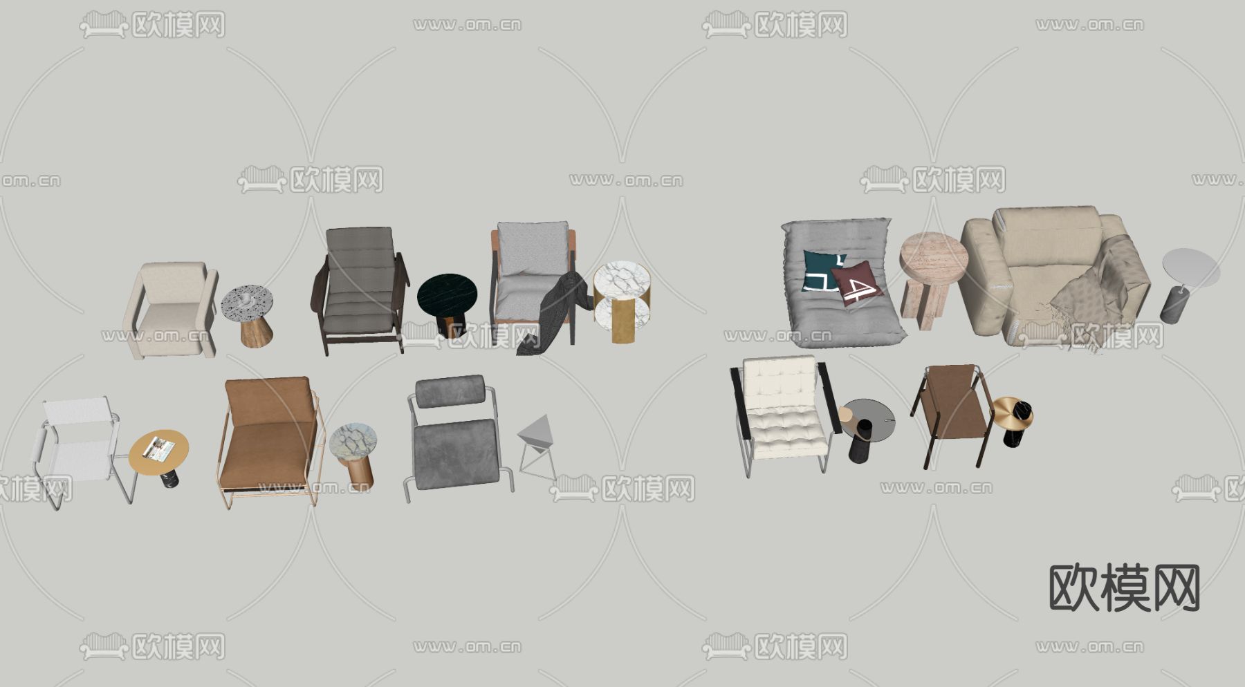 现代单人沙发su模型下载（渲染图3）