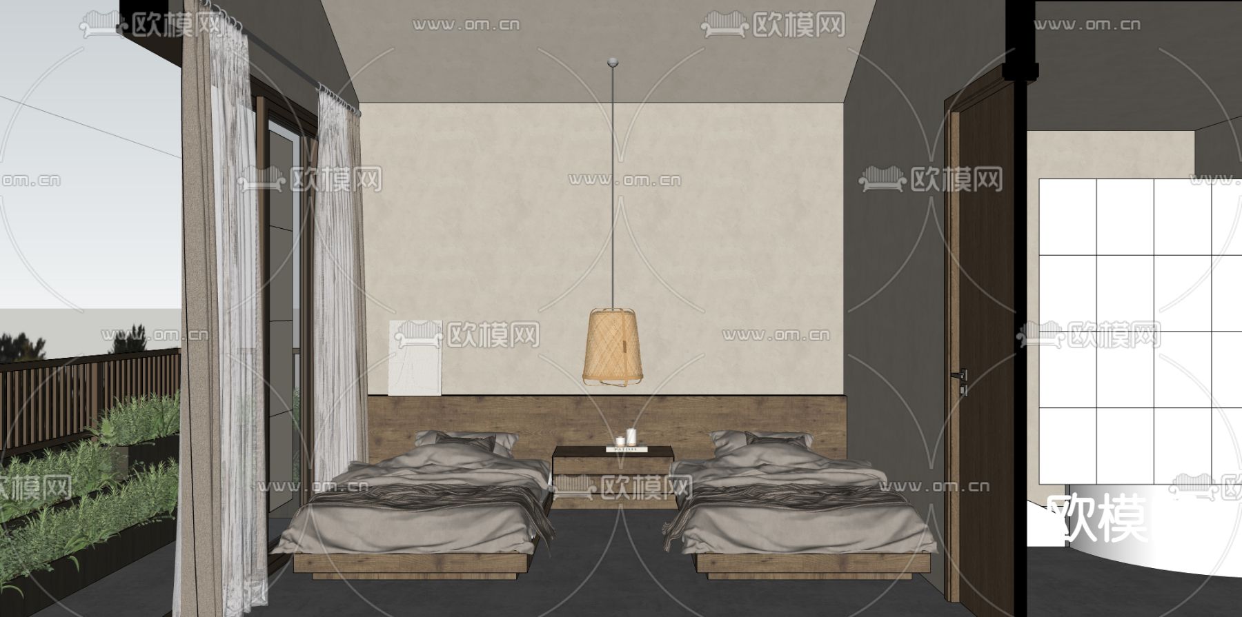 侘寂民宿su模型下载（渲染图3）