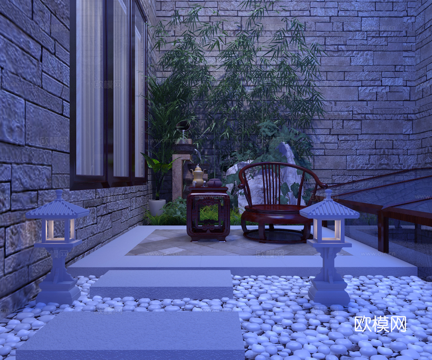 鹅卵石 植物3d模型
