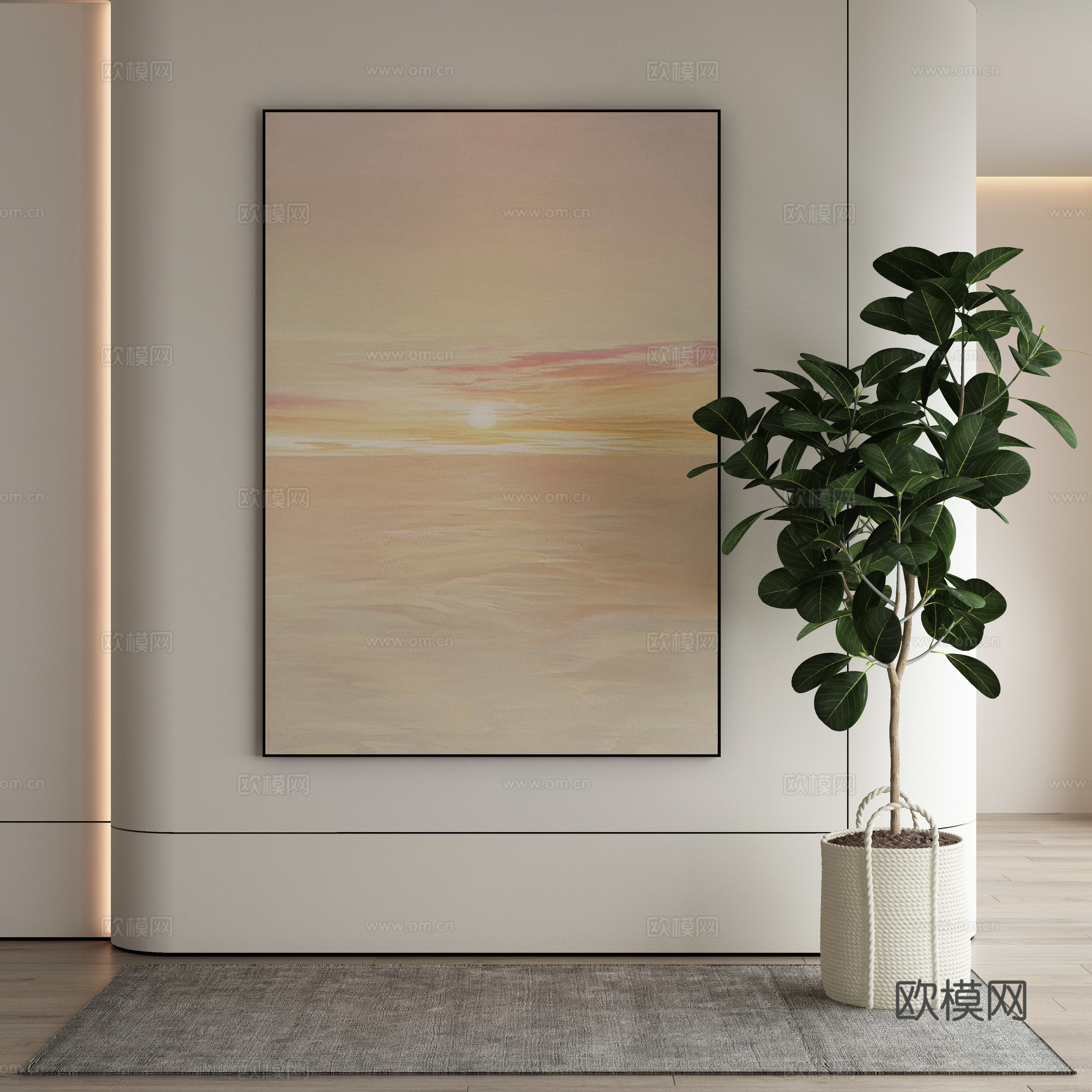 现代侘寂挂画 油画3d模型