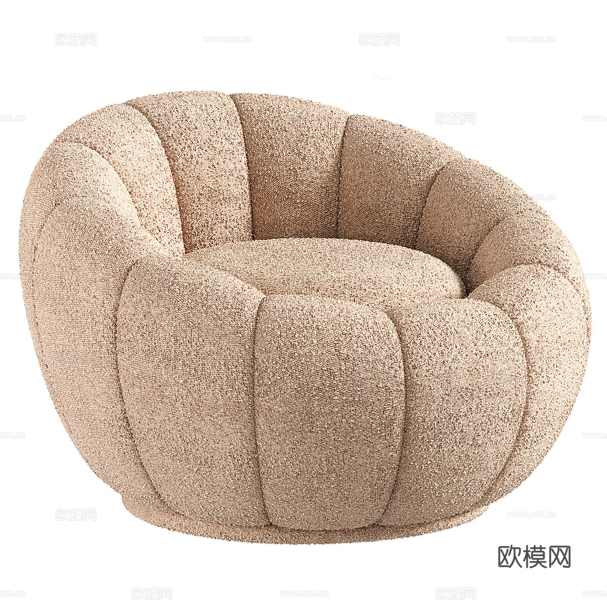 现代奶油风 Celine Swivel 休闲沙发3d模型下载（渲染图2）