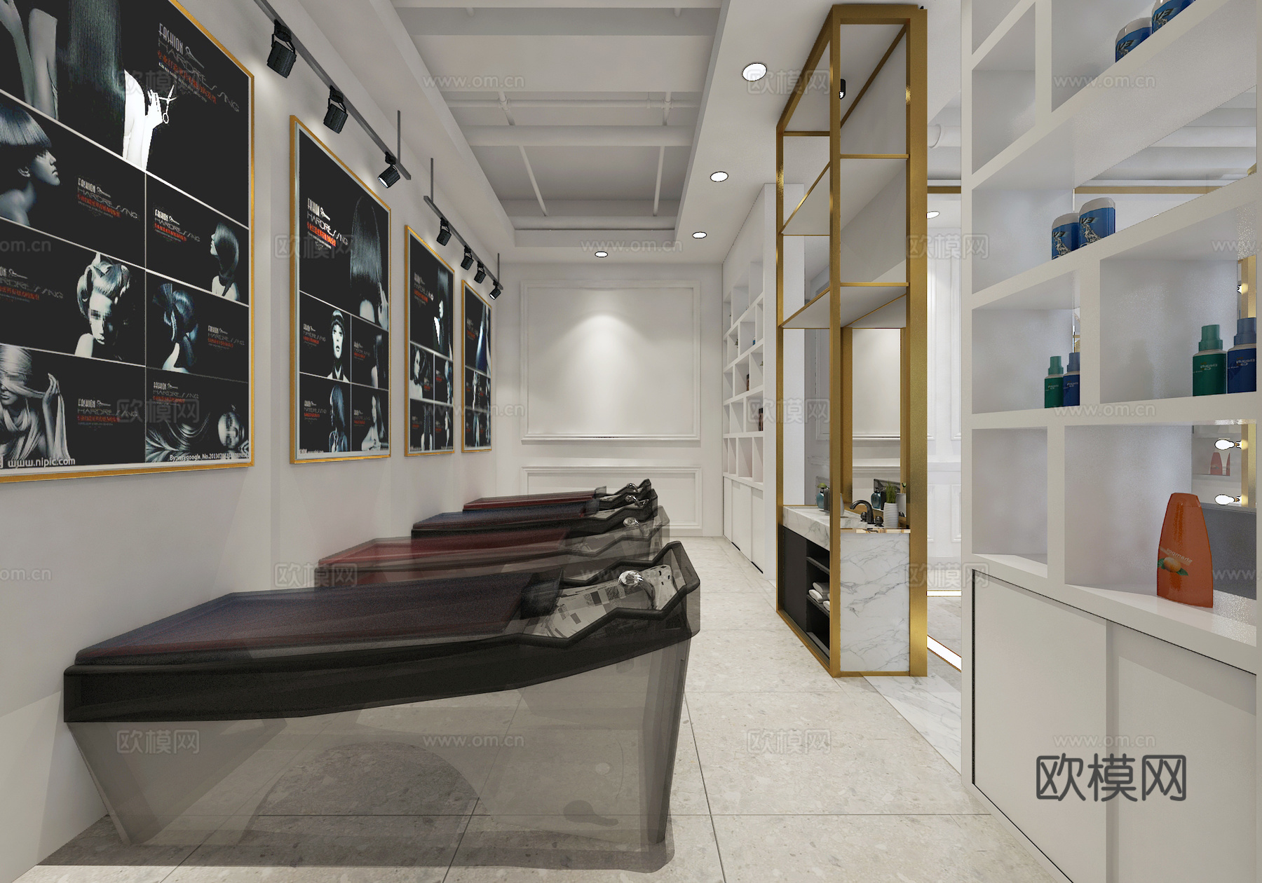发廊 白金主调 北欧风3d模型