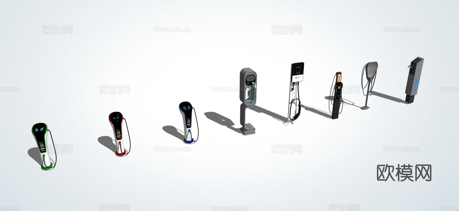 现代新能源充电桩 充电站su模型下载（渲染图4）