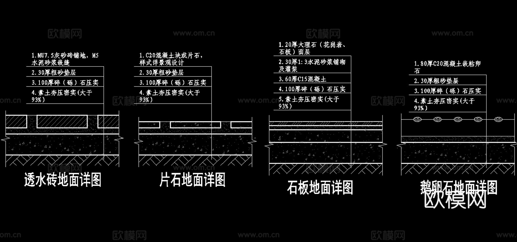 室外景观地面做法详图cad施工图