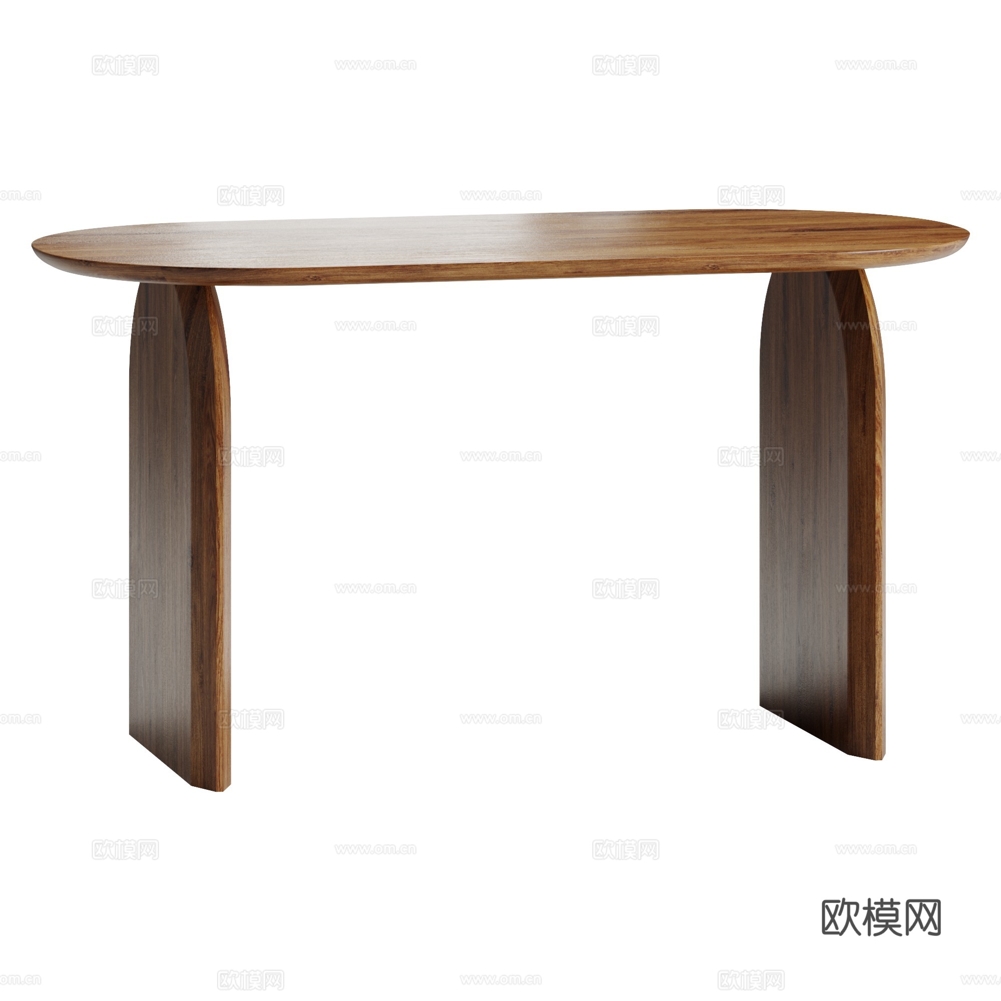 现代意式实木椭圆餐桌3d模型