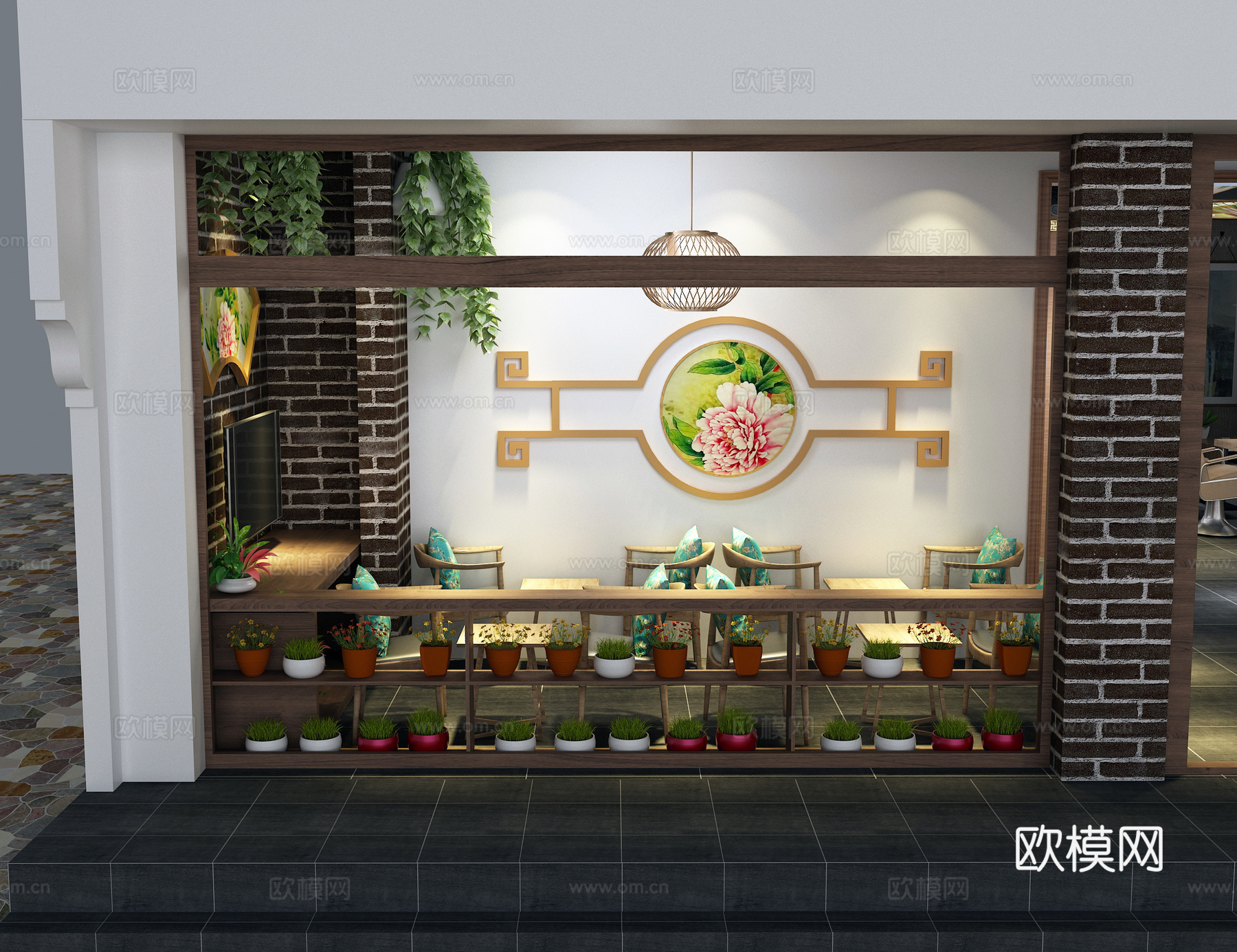 中式门头 铝塑板门头 理发店门头 会所门头新中式门头 简3d模型