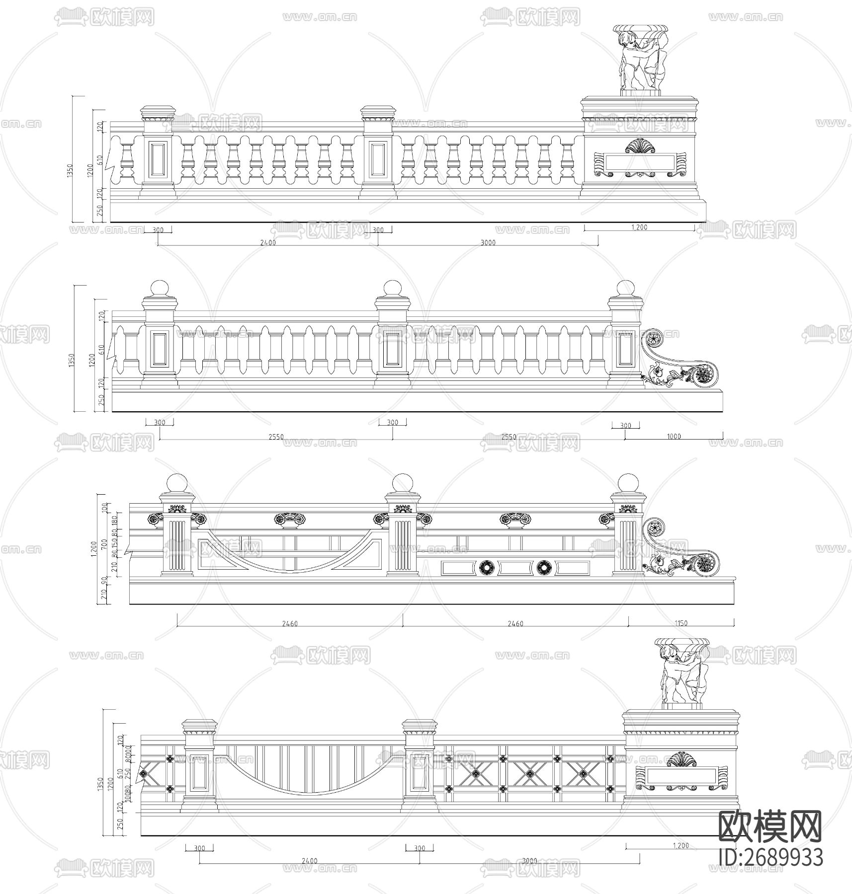 护栏cad立面图下载