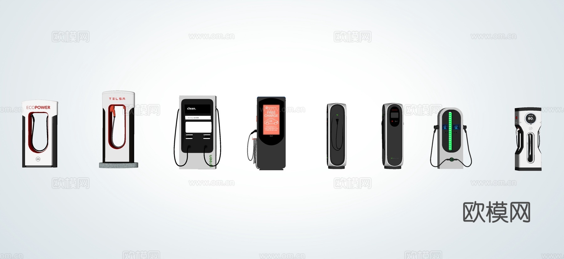 现代新能源充电桩 充电站su模型下载（渲染图3）