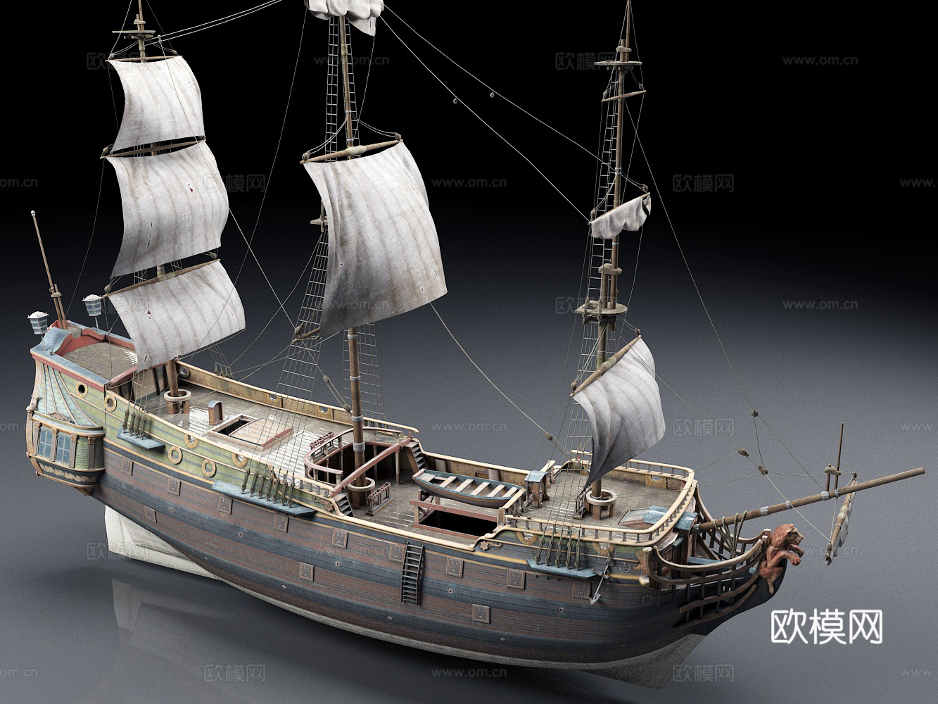 战船_木船_帆船_老式战舰3D模型3d模型