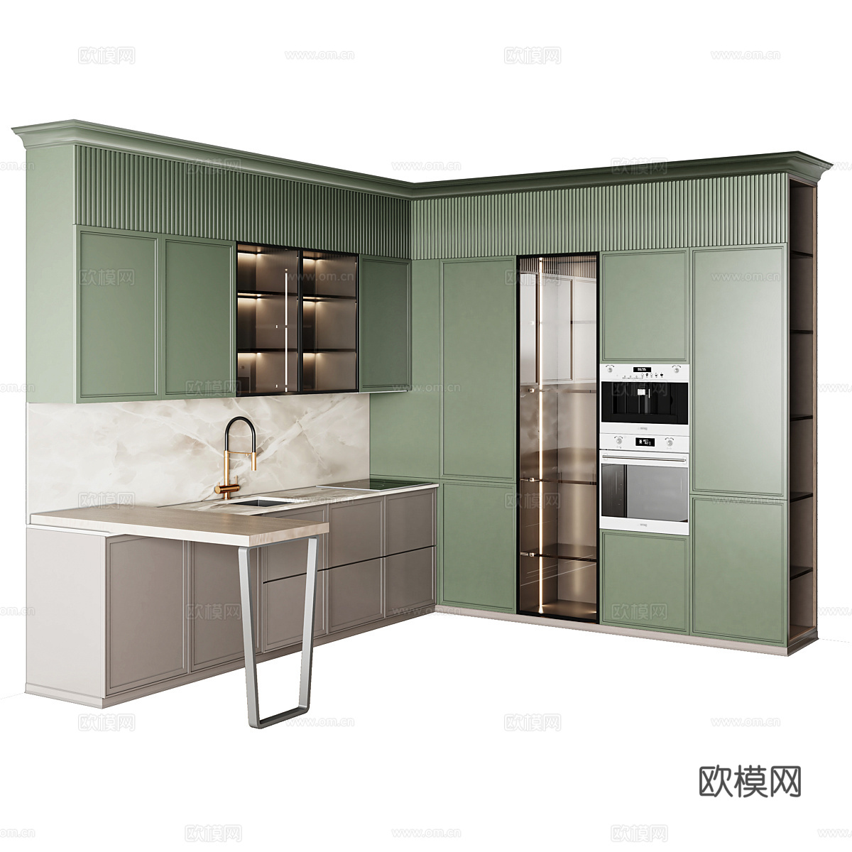 现代意式轻奢橱柜3d模型