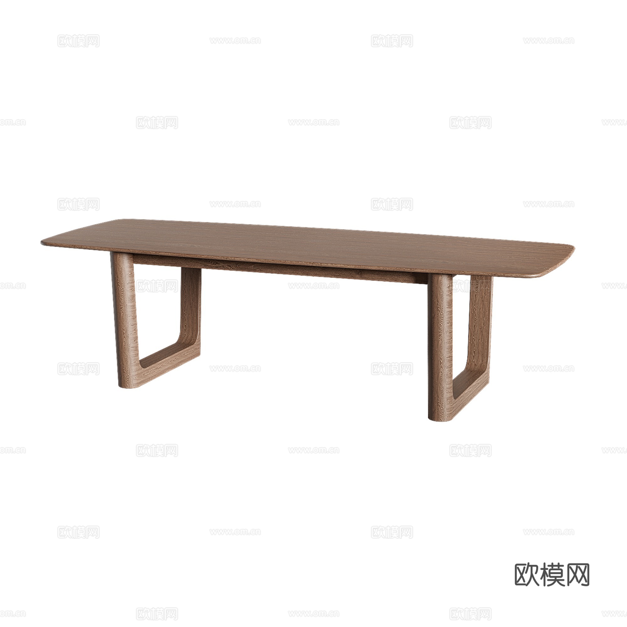 新中式实木长餐桌3d模型